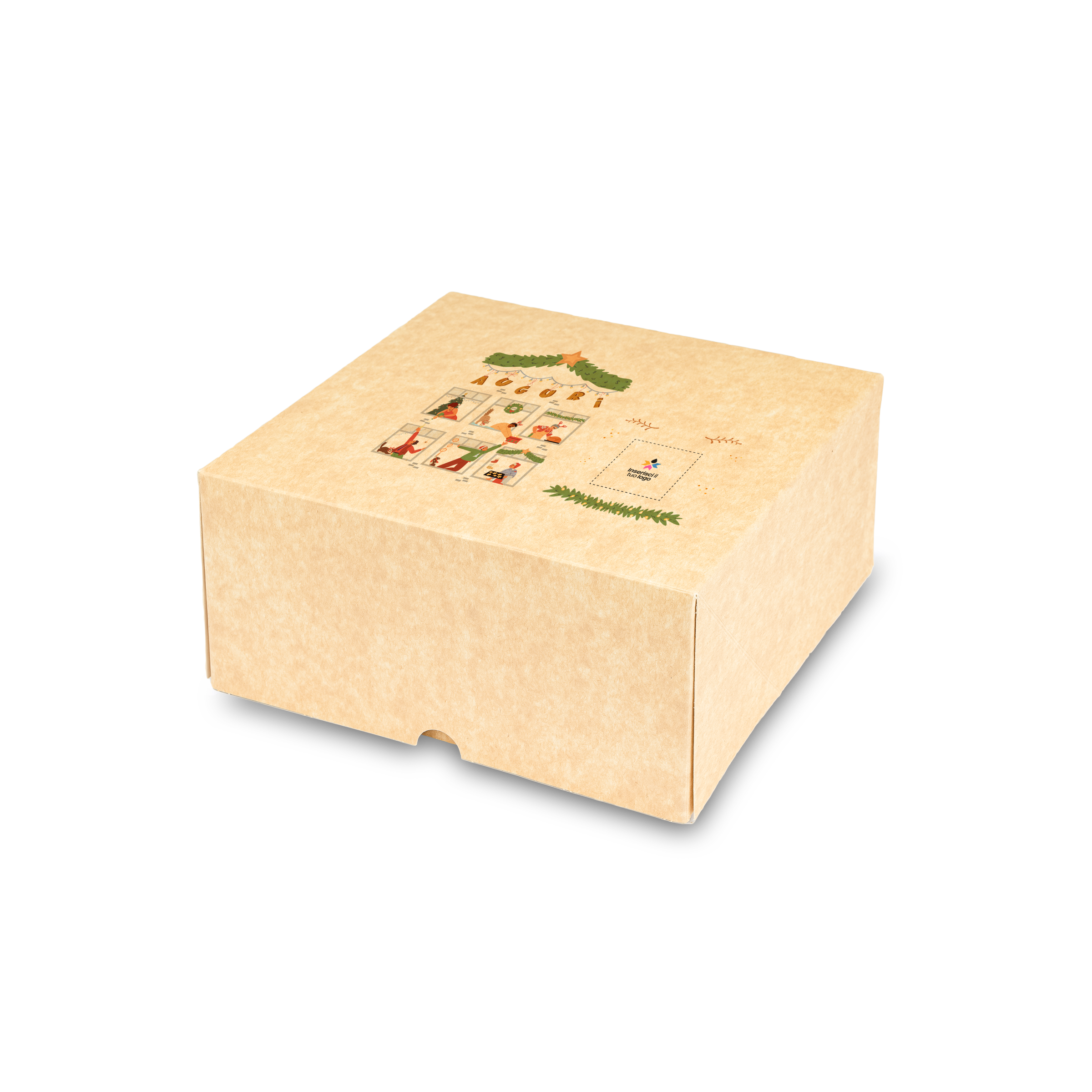 Scatole porta torta Francesi avana Natale- Printcentral - - -