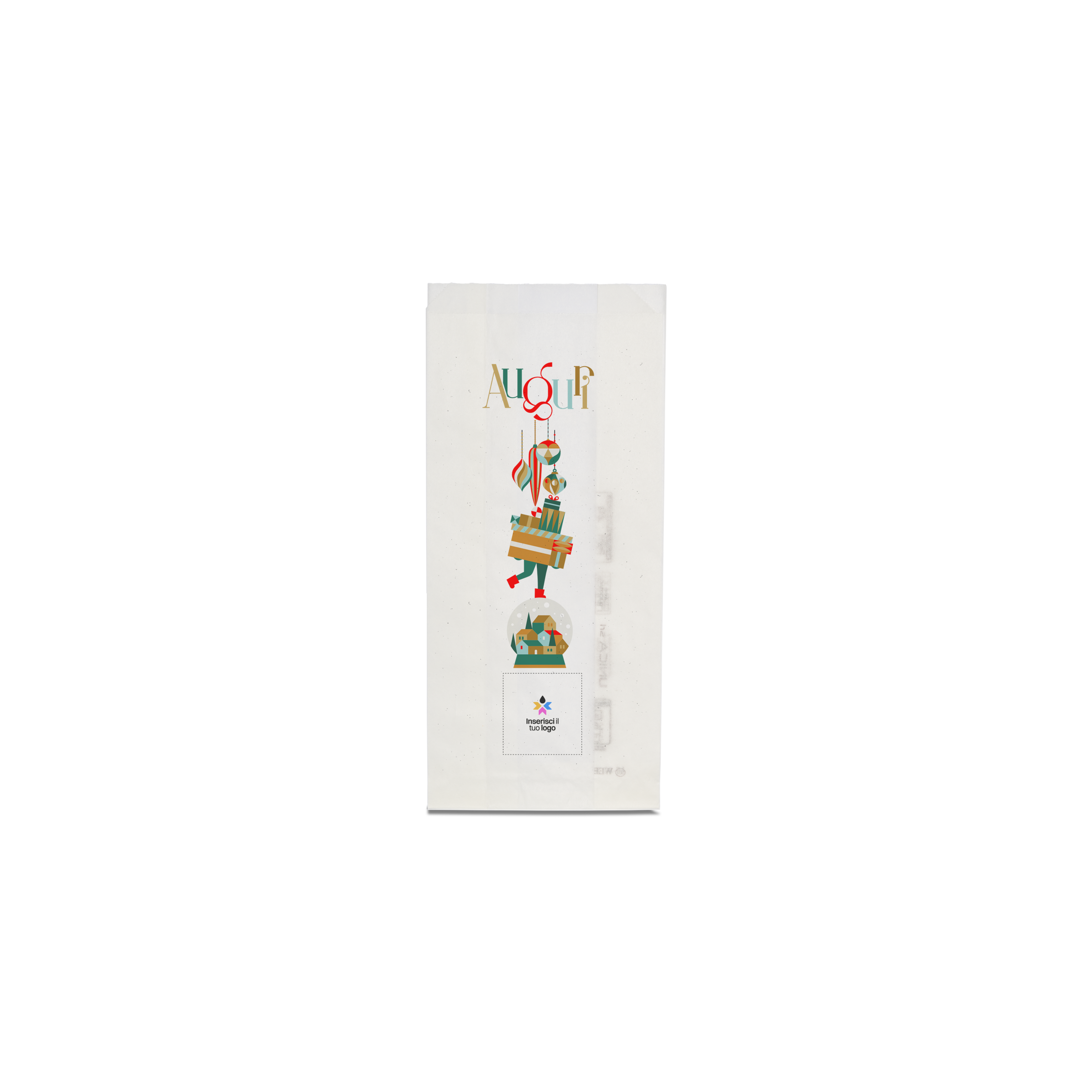 Sacchetti in carta bianco Politenati Natale- Printcentral - - -