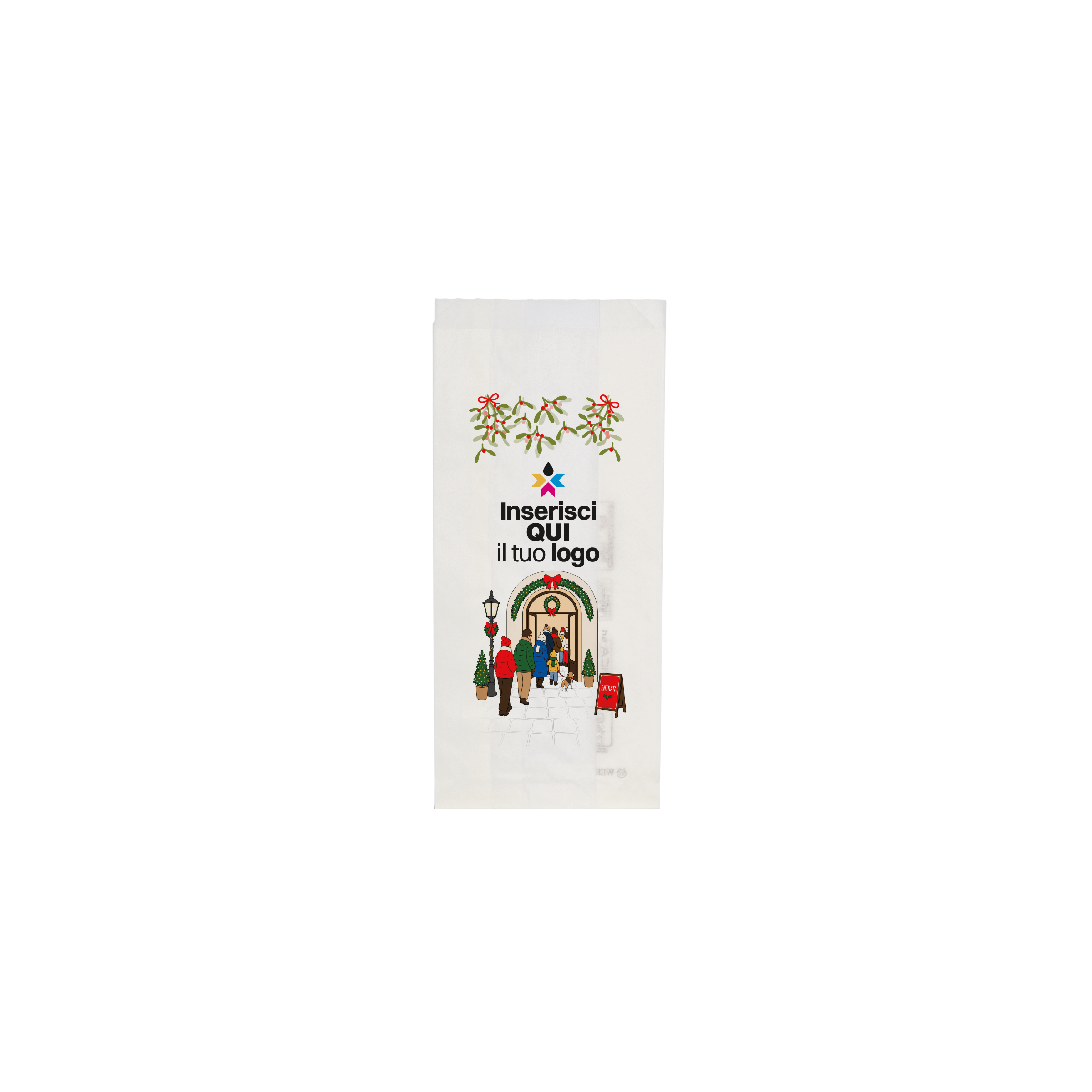 Sacchetti in carta bianco Politenati Natale- Printcentral - - -