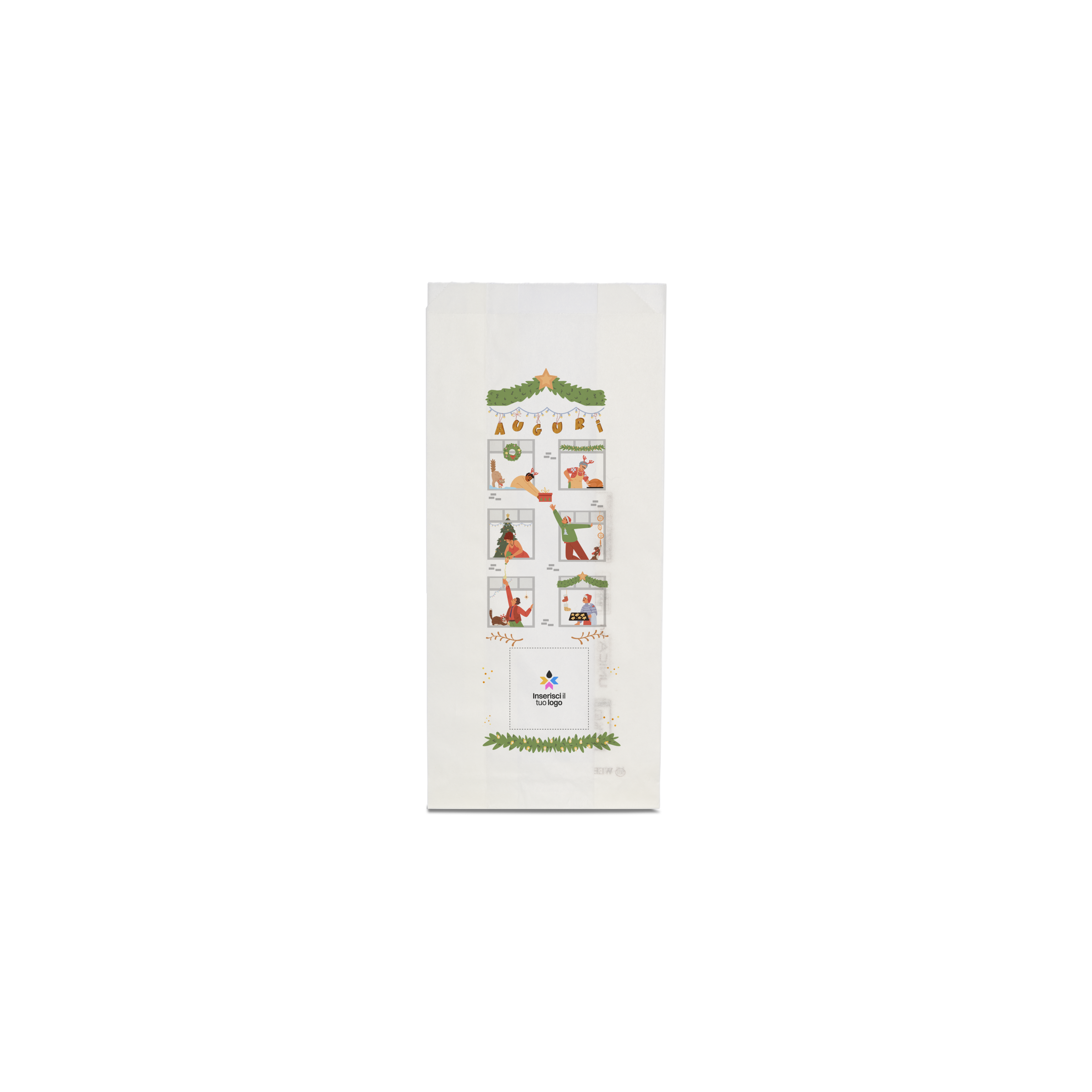 Sacchetti in carta bianco Politenati Natale- Printcentral - - -