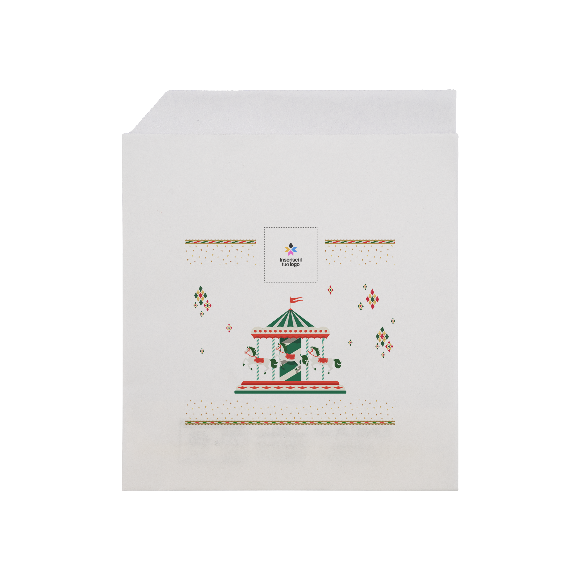 Sacchetti in carta bianco Prendi panino Natale- Printcentral - - -