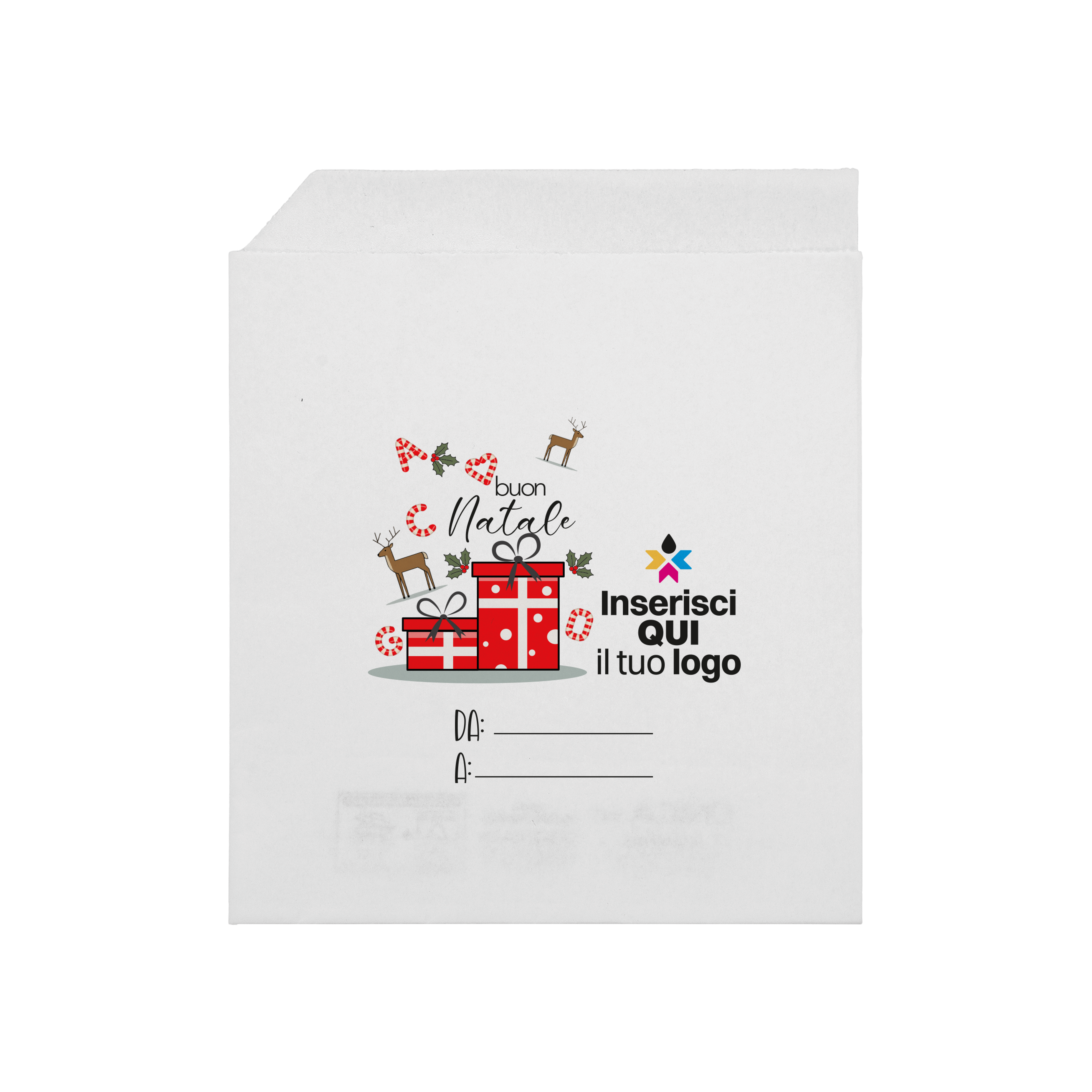 Sacchetti in carta bianco Prendi panino Natale- Printcentral - - -