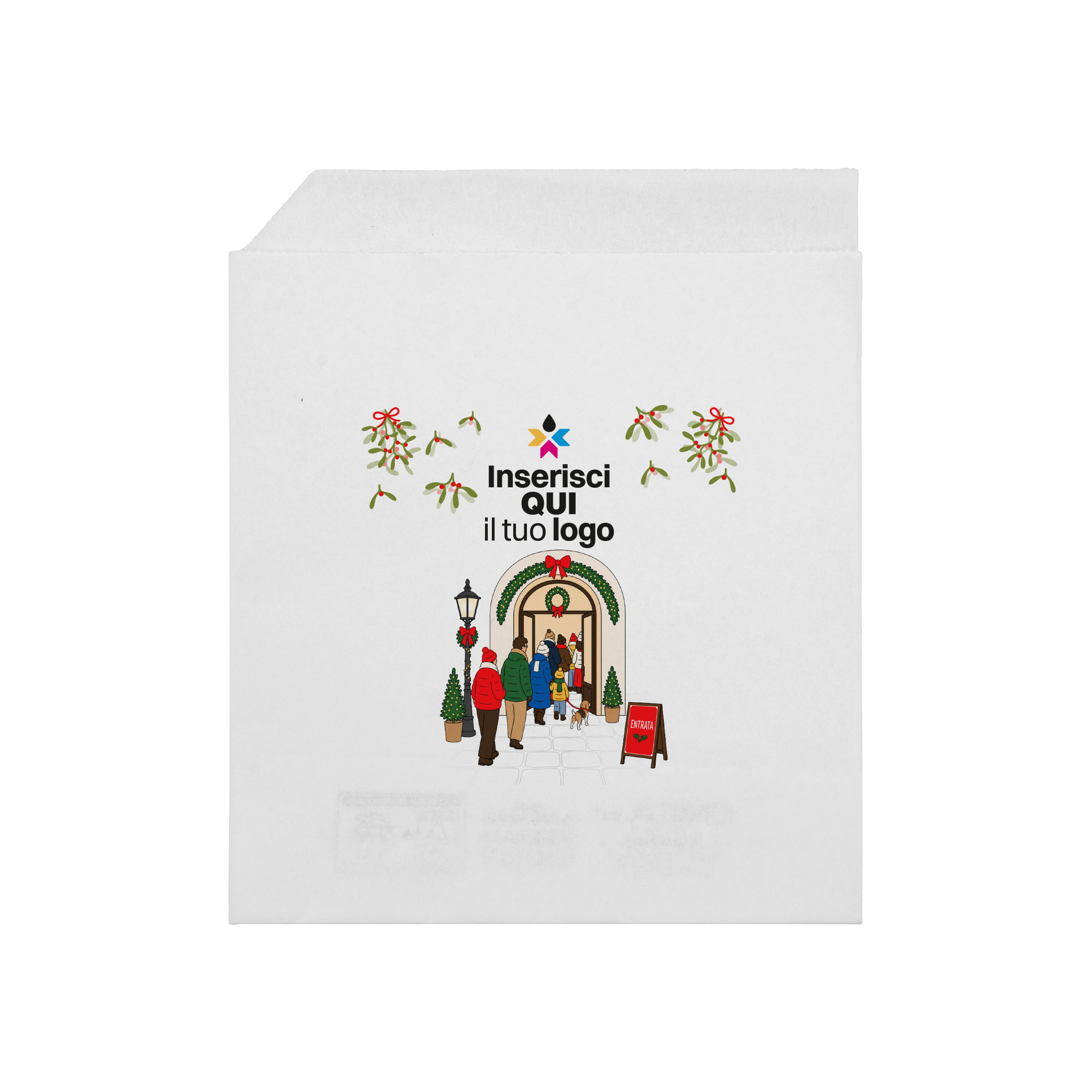 Sacchetti in carta bianco Prendi panino Natale- Printcentral - - -