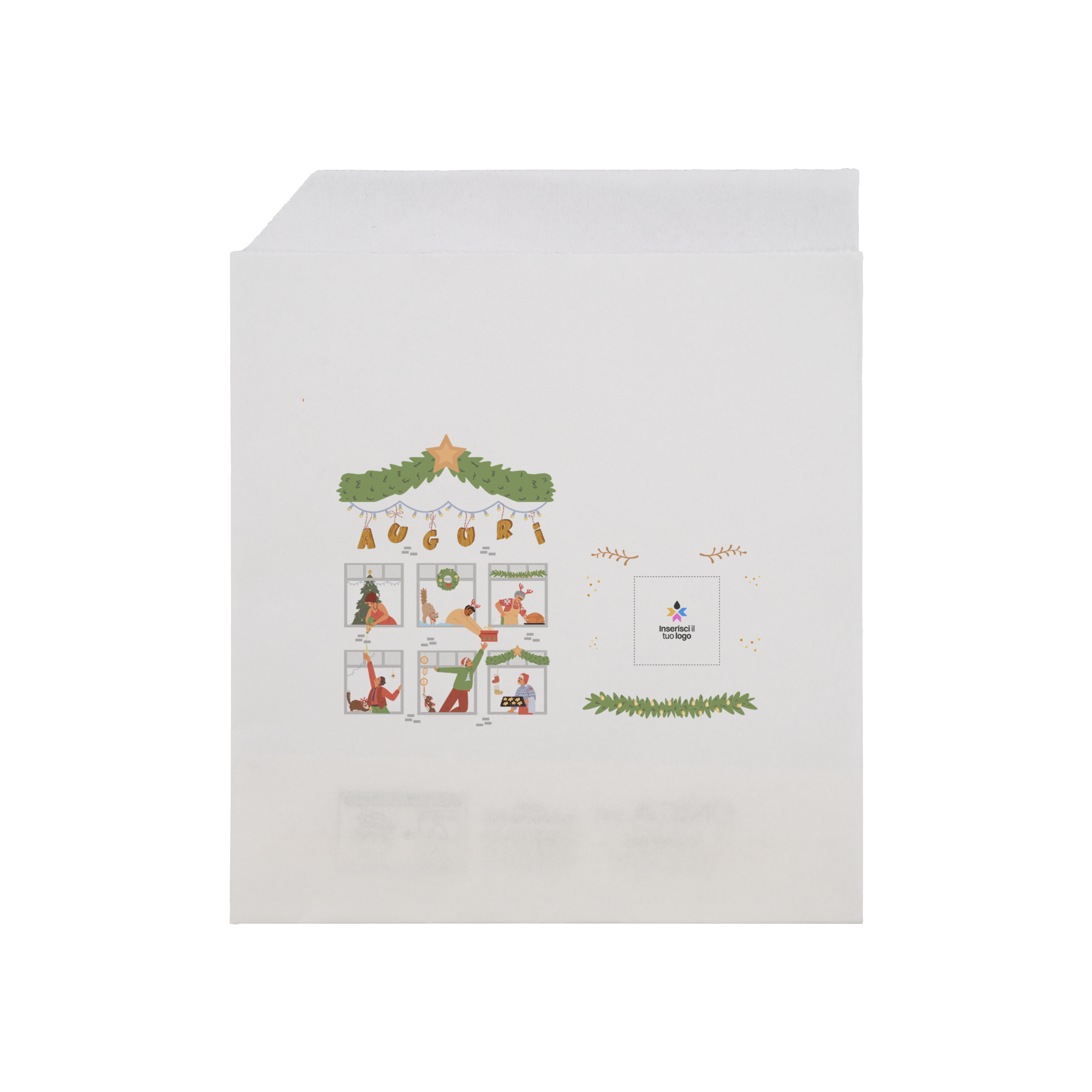 Sacchetti in carta bianco Prendi panino Natale