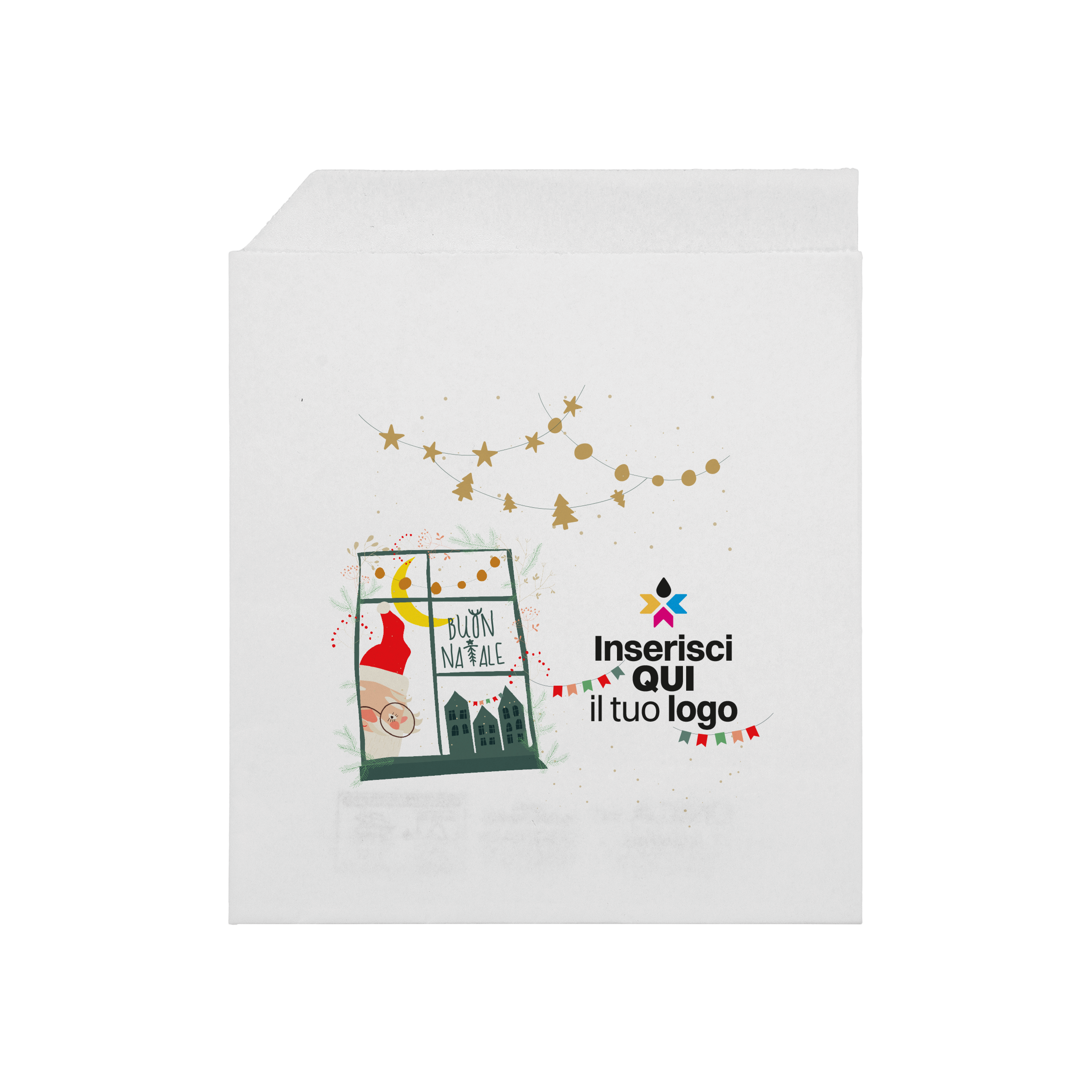 Sacchetti in carta bianco Prendi panino Natale- Printcentral - - -