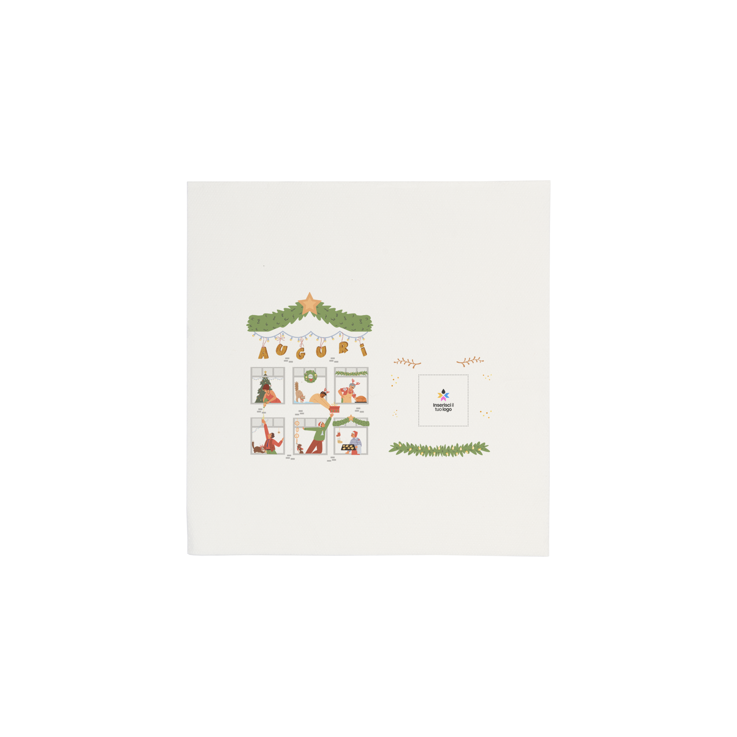 Tovaglioli microincollati bianco Natale- Printcentral - - -