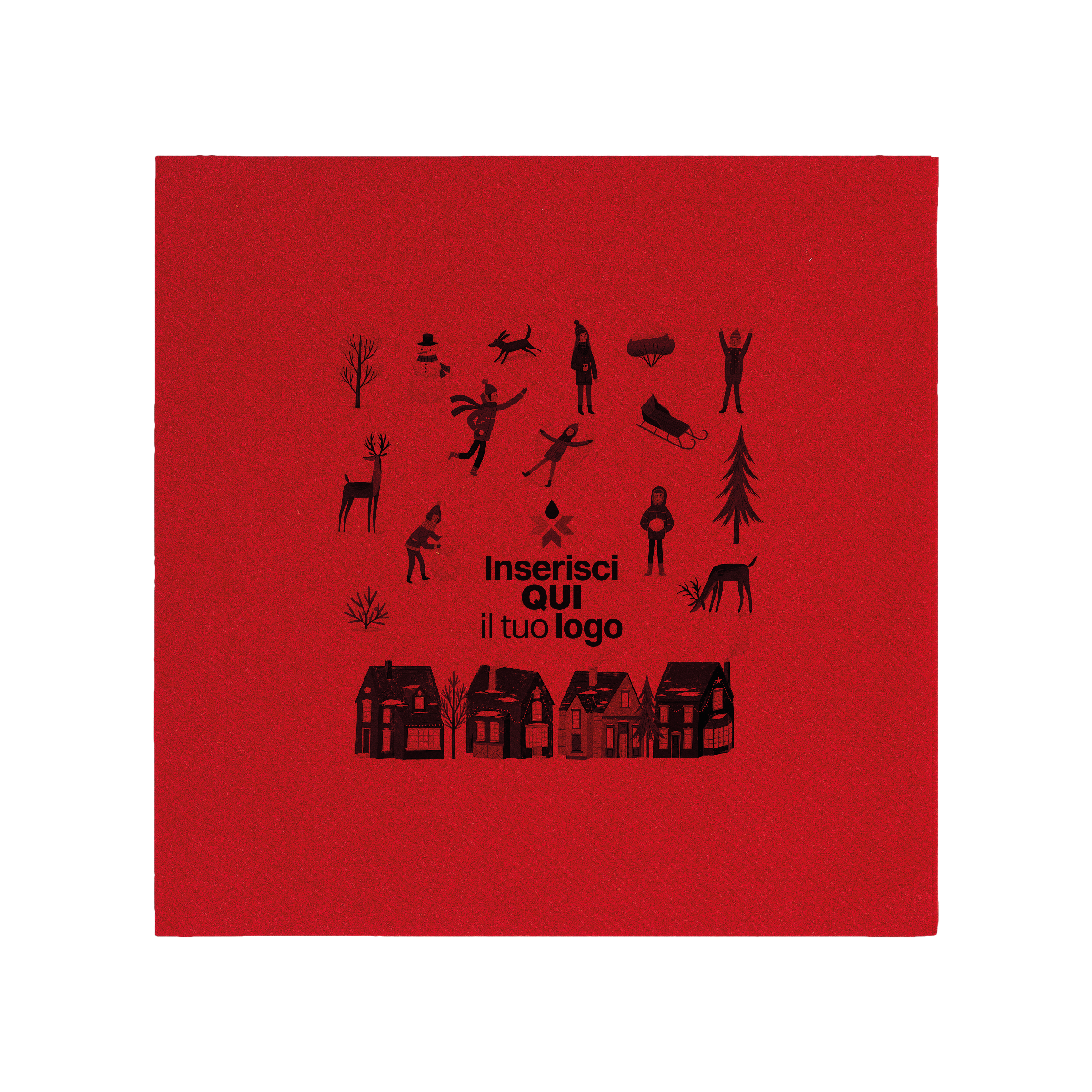 Tovaglioli microincollati rosso Natale- Printcentral - - -