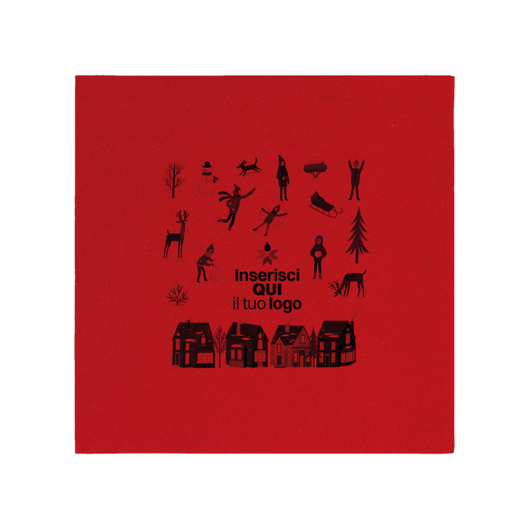 Tovaglioli microincollati rosso Natale- Printcentral - - -