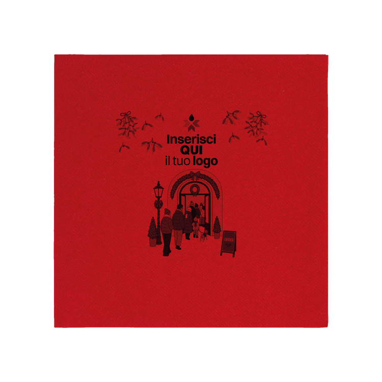 Tovaglioli microincollati rosso Natale- Printcentral - - -