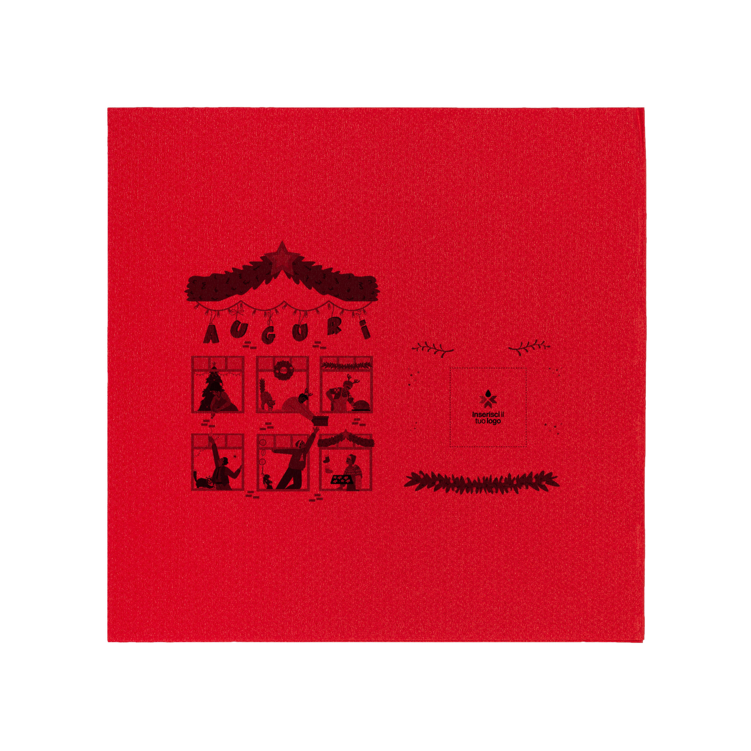 Tovaglioli microincollati rosso Natale- Printcentral - - -