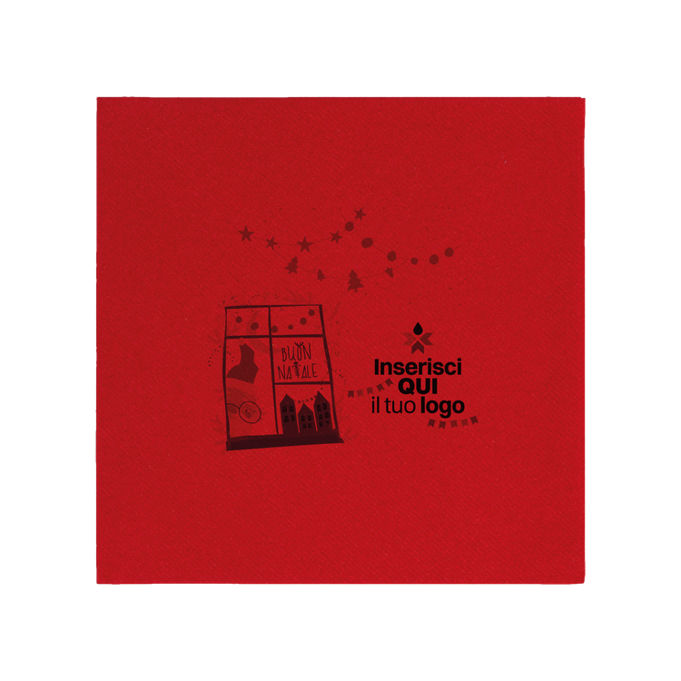 Tovaglioli microincollati rosso Natale- Printcentral - - -
