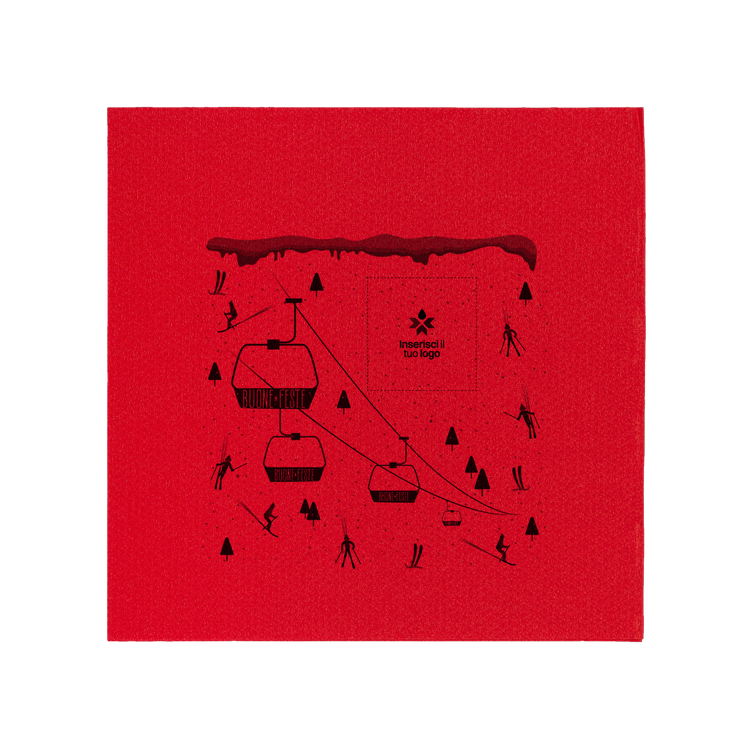 Tovaglioli microincollati rosso Natale- Printcentral - - -