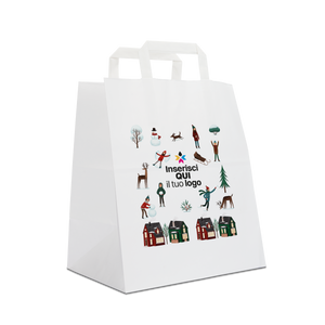 Shopper in carta Basic Take away bianco Natale- Printcentral - - -