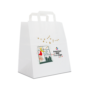 Shopper in carta Basic Take away bianco Natale- Printcentral - - -