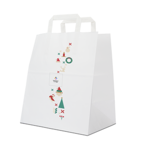 Shopper in carta Basic Take away bianco Natale- Printcentral - - -