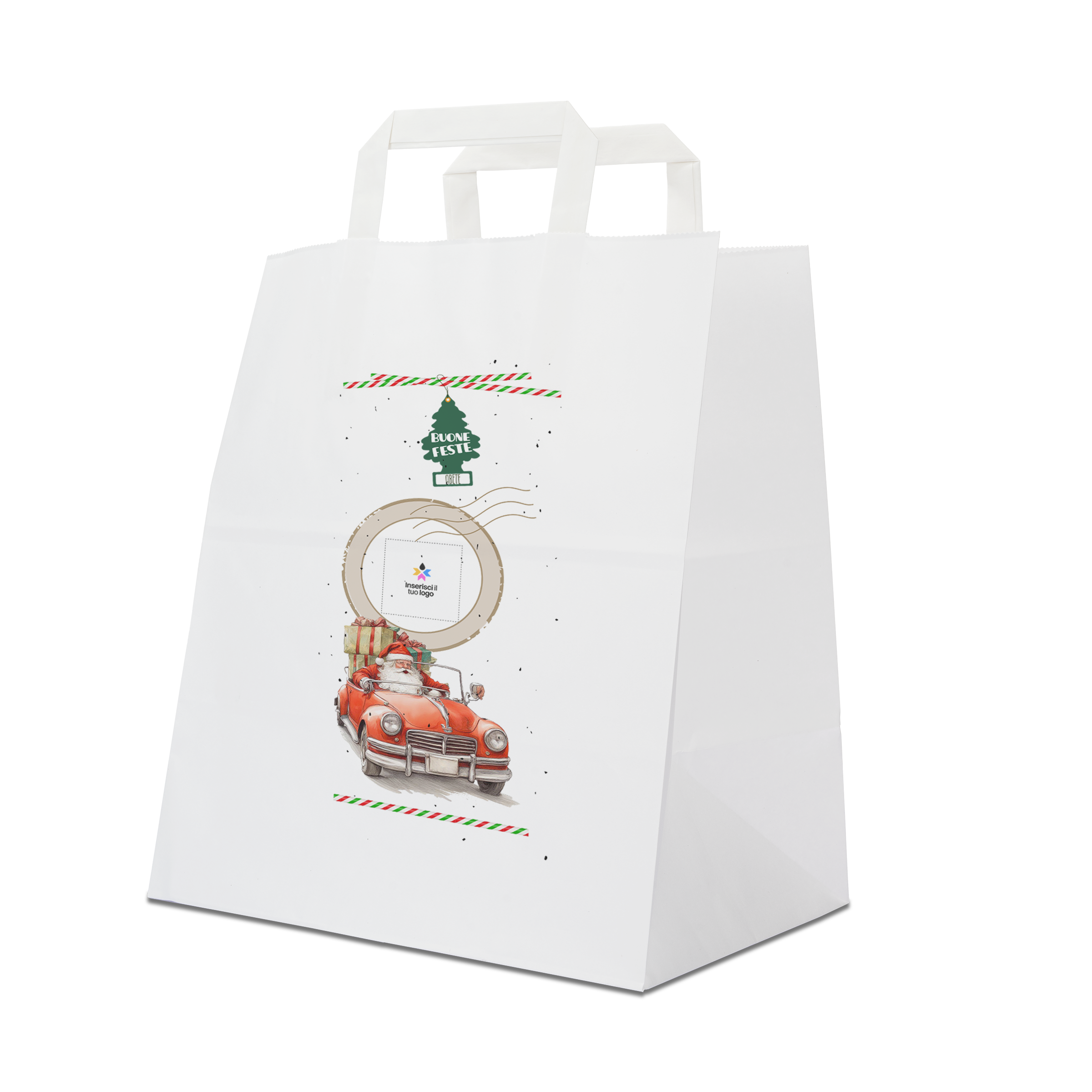 Shopper in carta Basic Take away bianco Natale