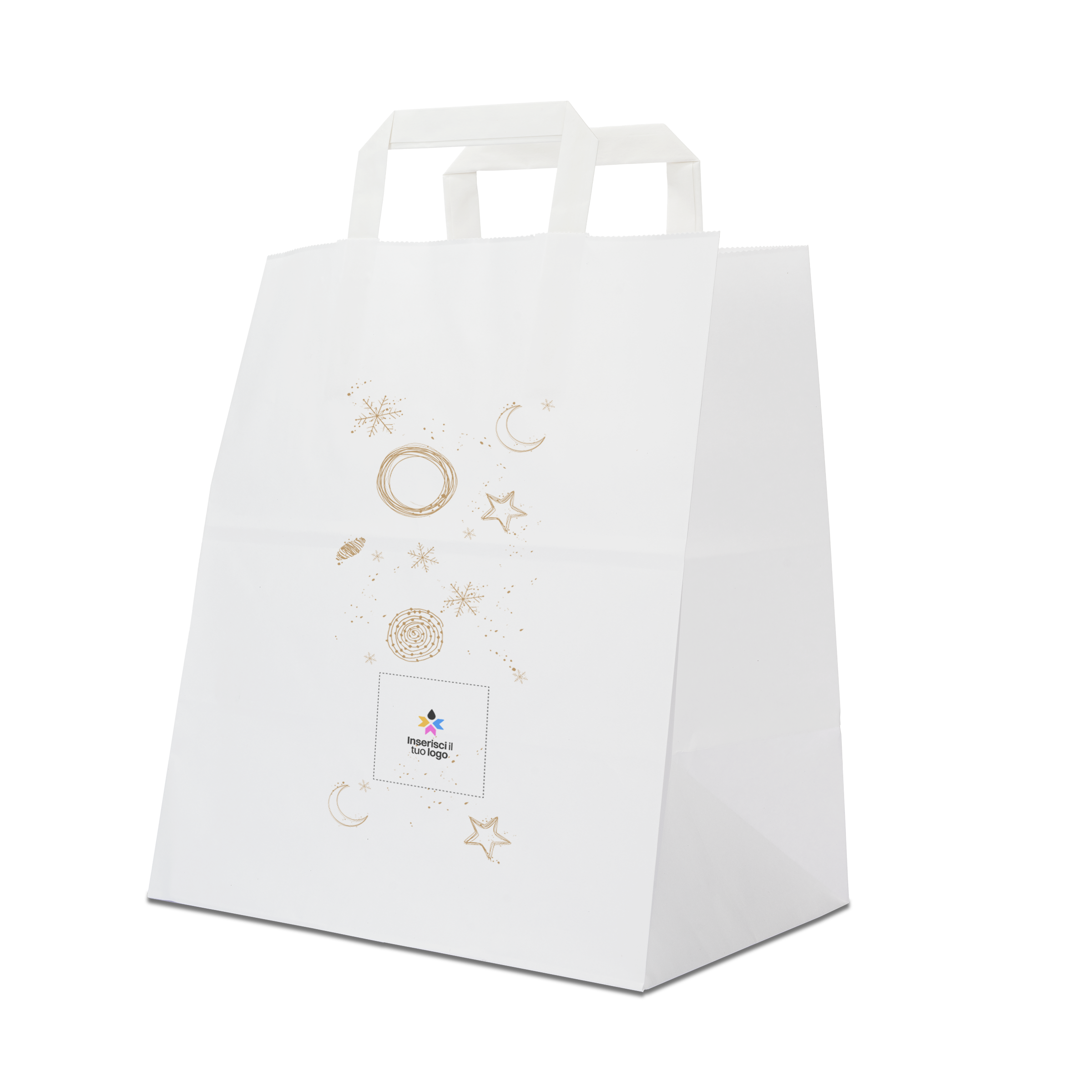 Shopper in carta Basic Take away bianco Natale- Printcentral - - -