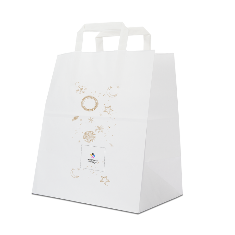 Shopper in carta Basic Take away bianco Natale- Printcentral - - -
