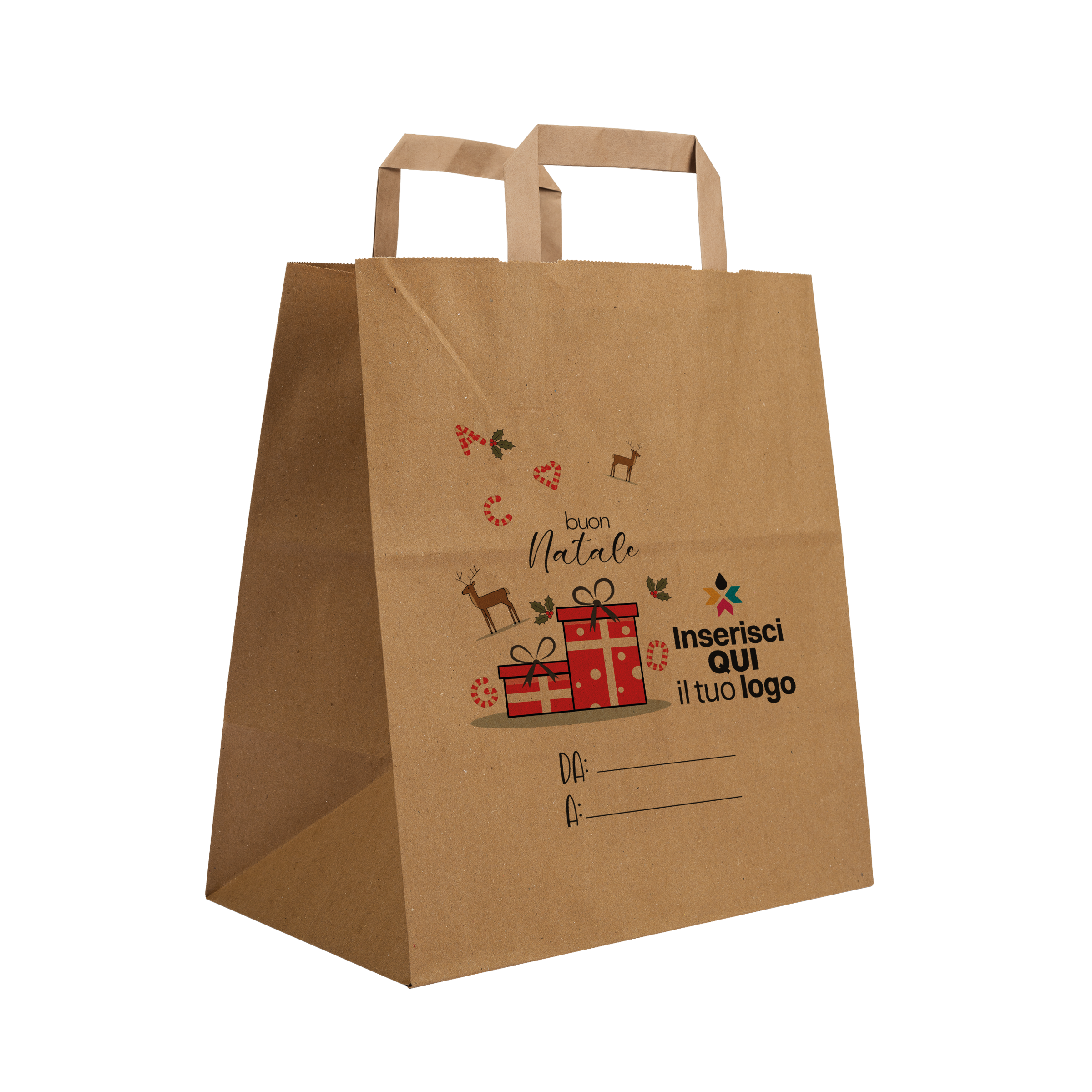 Shopper in carta Basic Take away avana Natale- Printcentral - - -