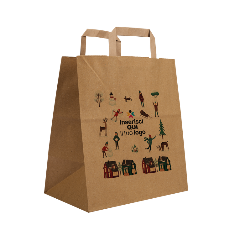 Shopper in carta Basic Take away avana Natale- Printcentral - - -