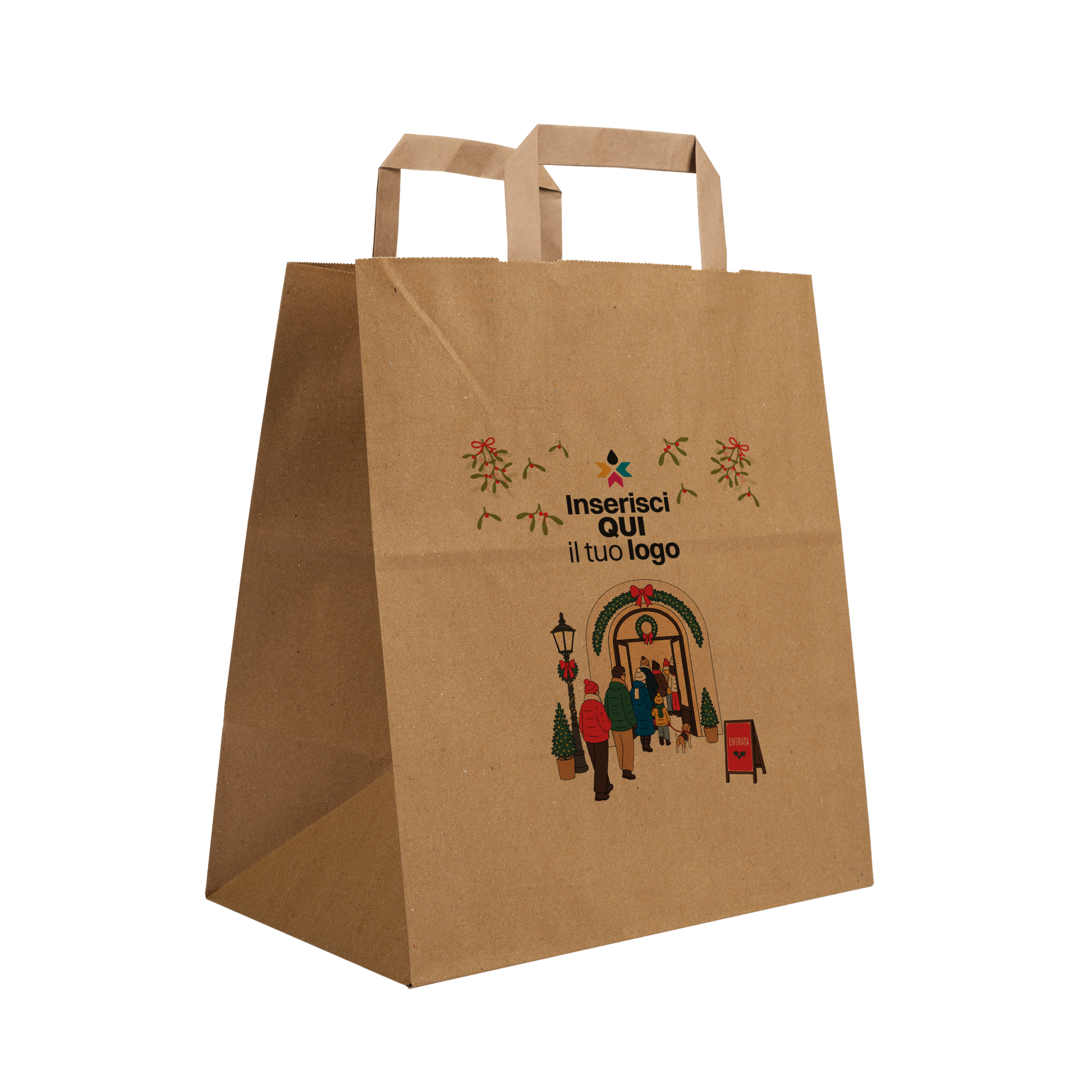 Shopper in carta Basic Take away avana Natale- Printcentral - - -