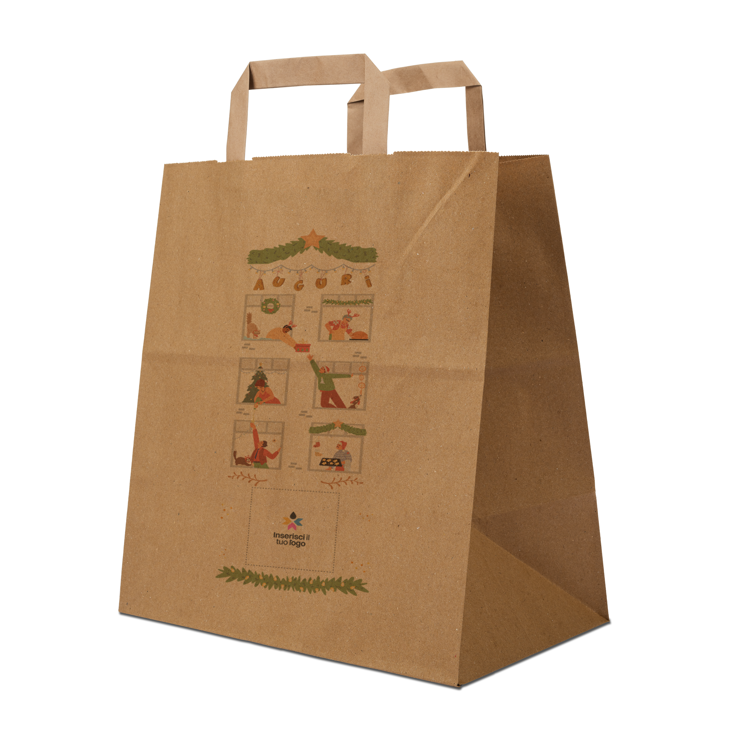 Shopper in carta Basic Take away avana Natale- Printcentral - - -