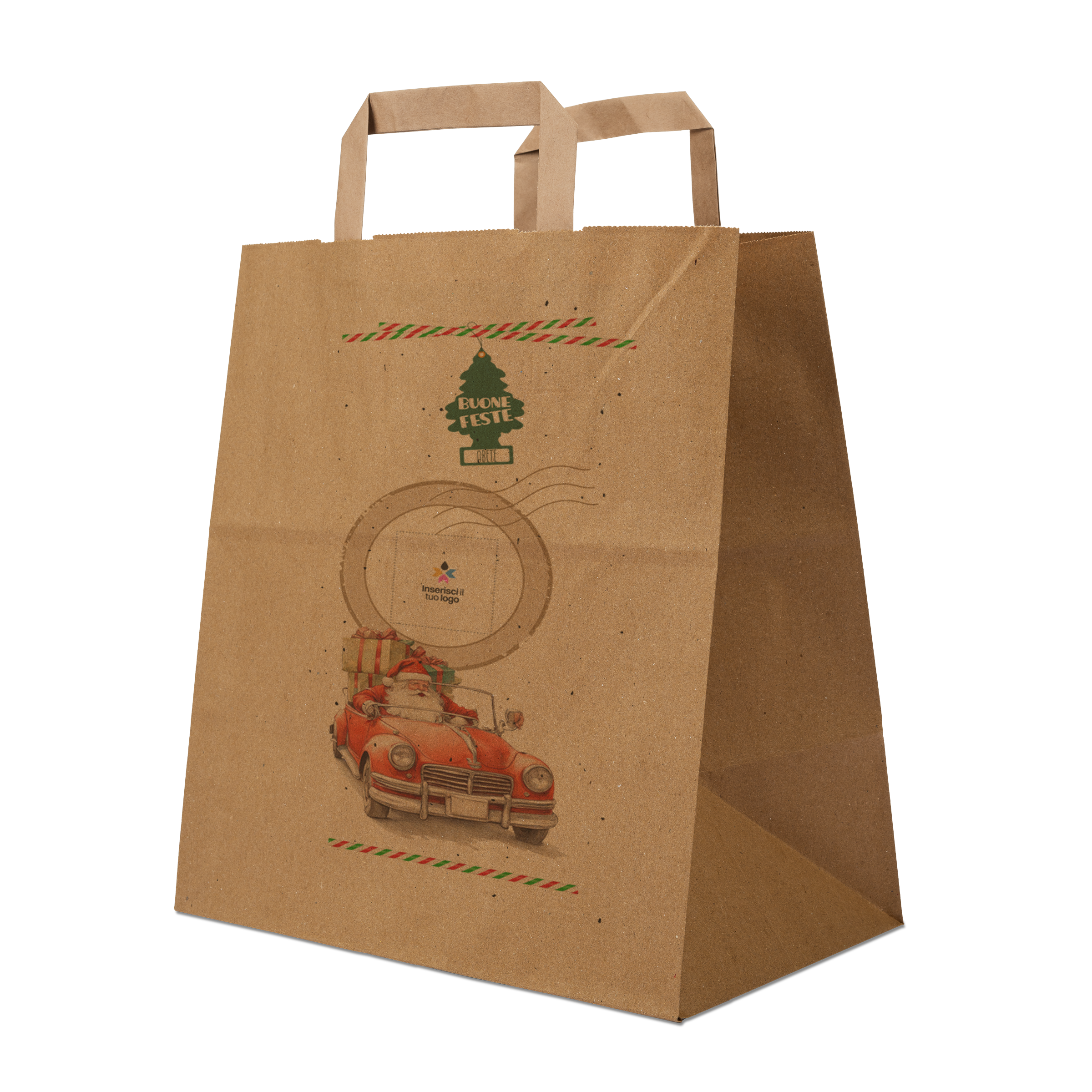 Shopper in carta Basic Take away avana Natale- Printcentral - - -