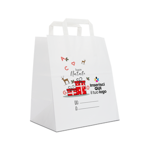 Shopper in carta Basic Take away bianco Natale- Printcentral - - -