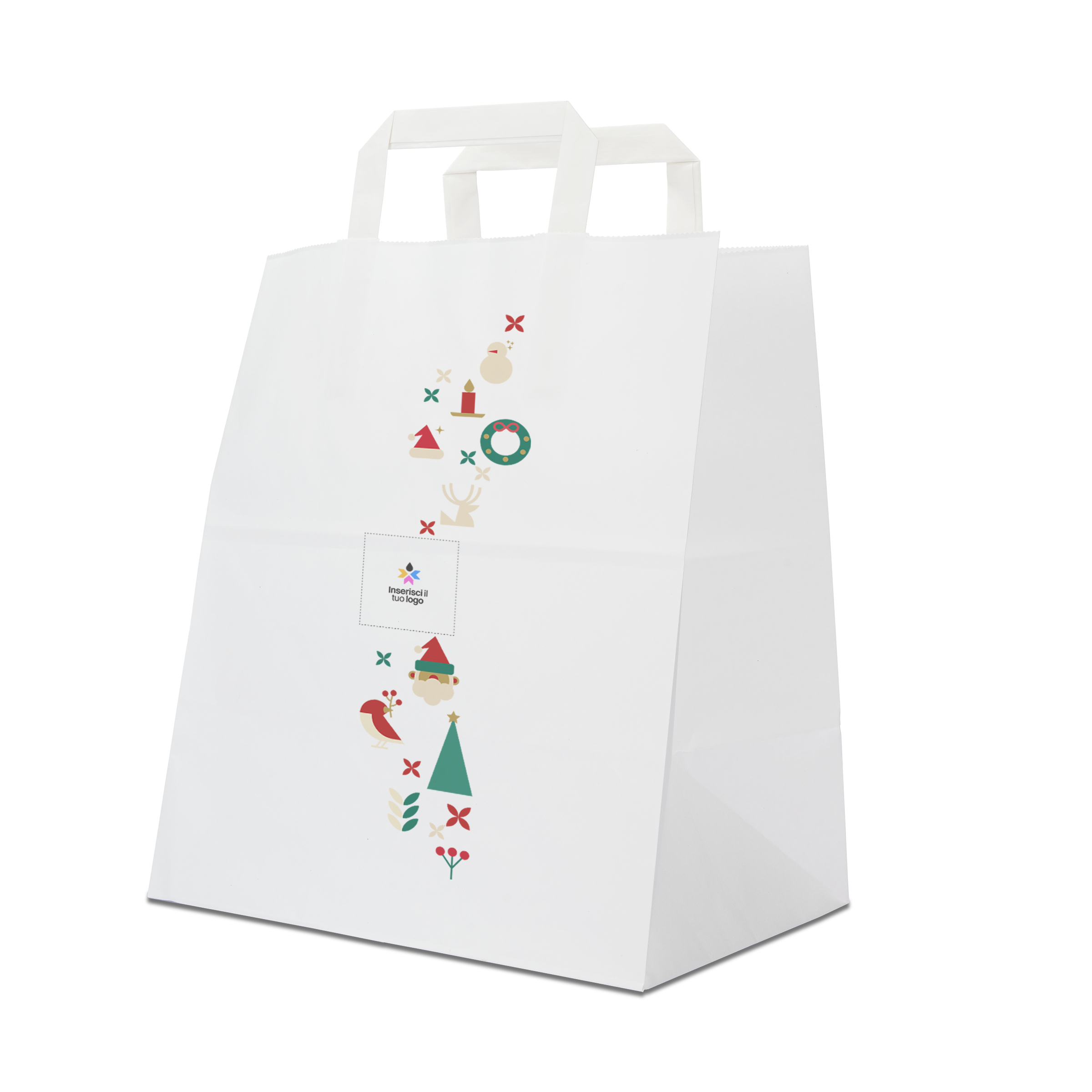 Shopper in carta Basic Take away bianco Natale- Printcentral - - -