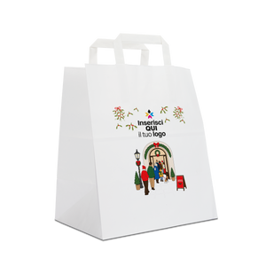 Shopper in carta Basic Take away bianco Natale- Printcentral - - -