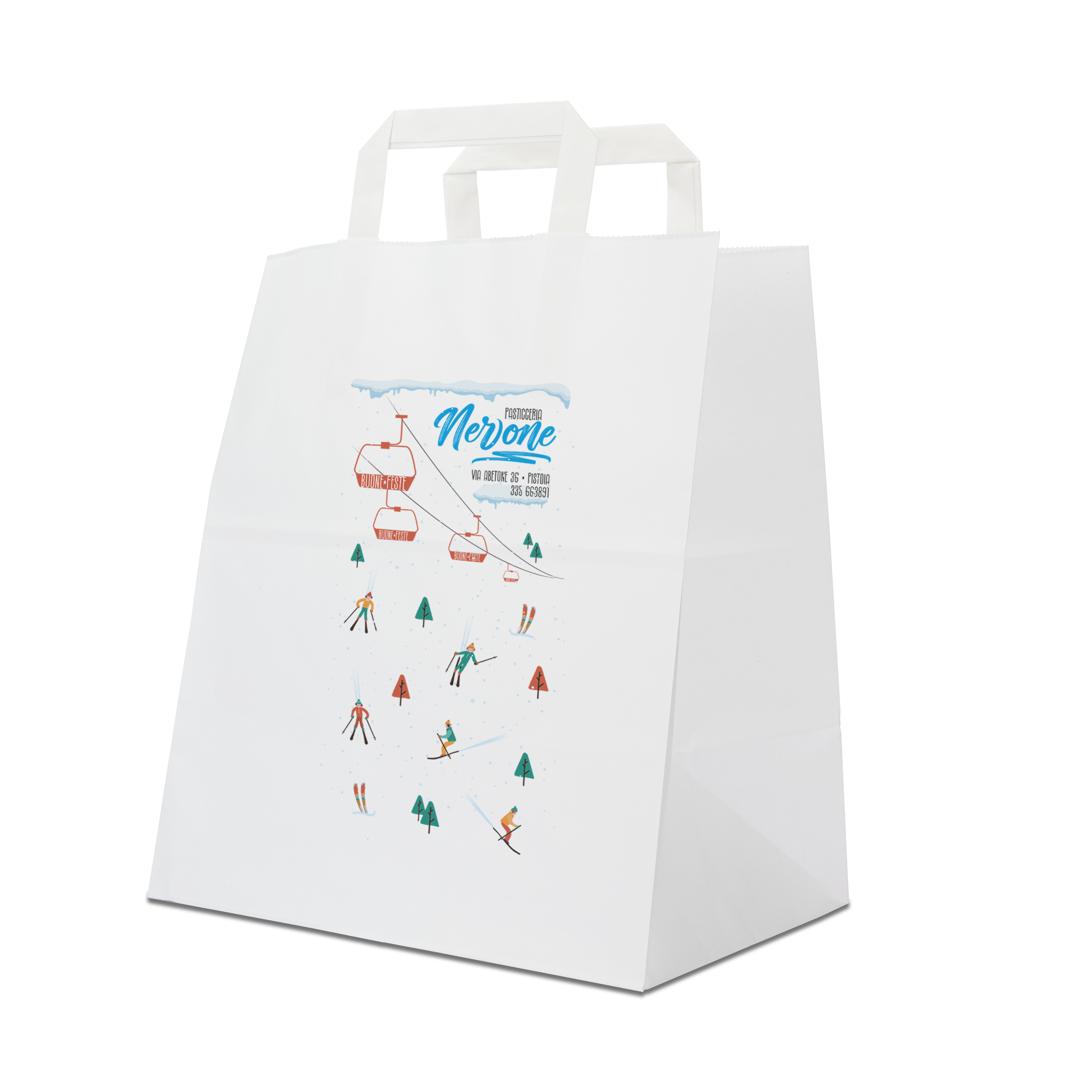 Shopper in carta Basic Take away bianco Natale- Printcentral - - -