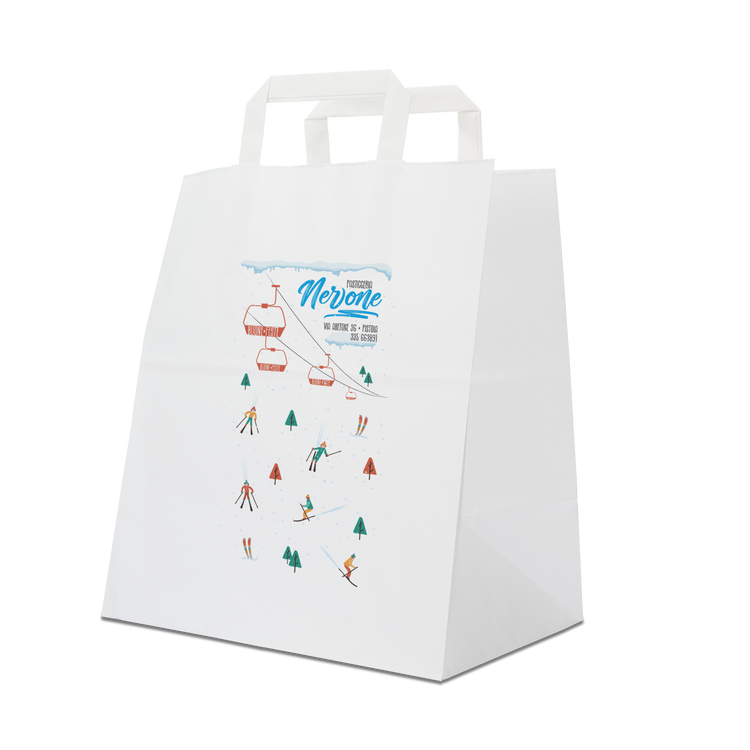 Shopper in carta Basic Take away bianco Natale- Printcentral - - -