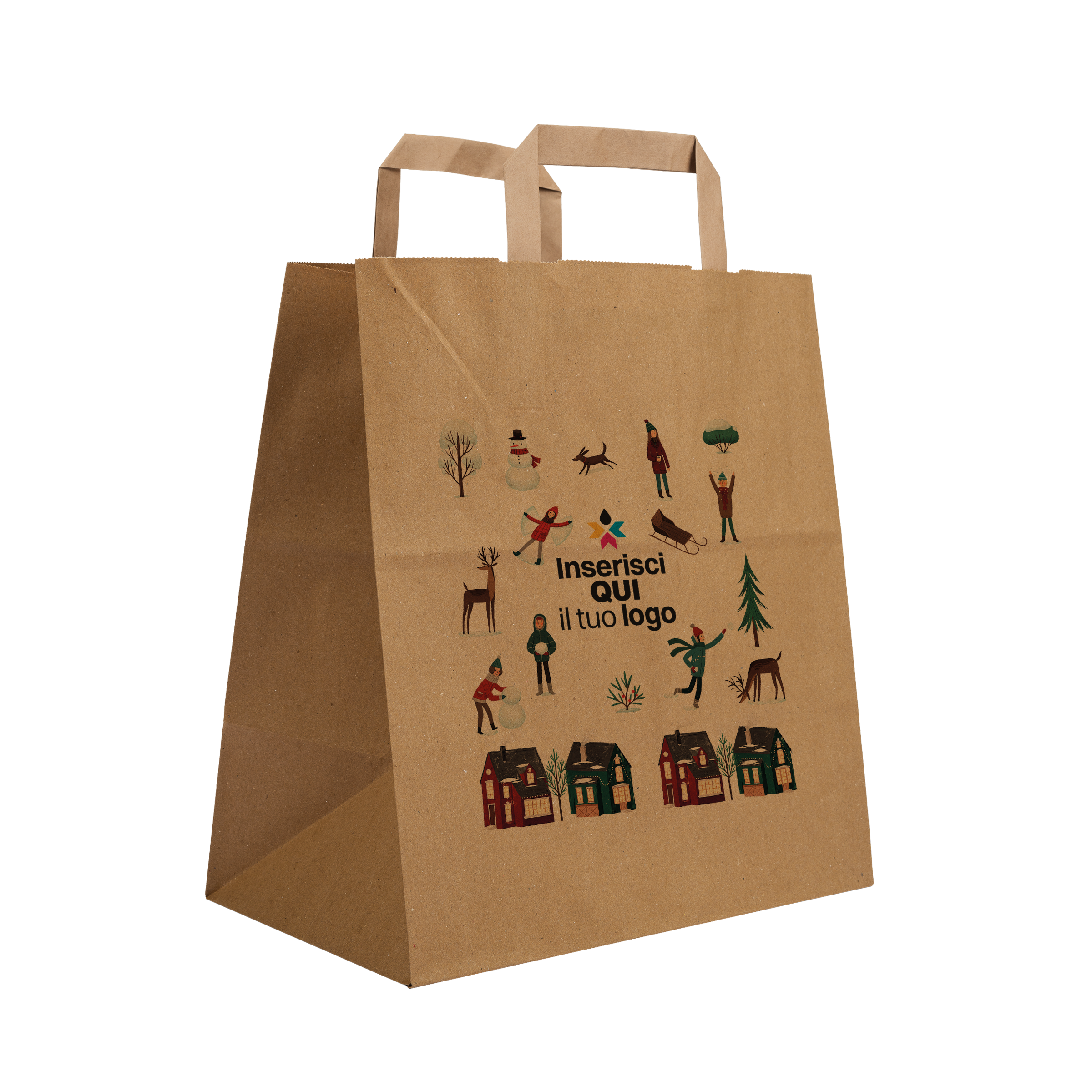 Shopper in carta Basic Take away avana Natale- Printcentral - - -