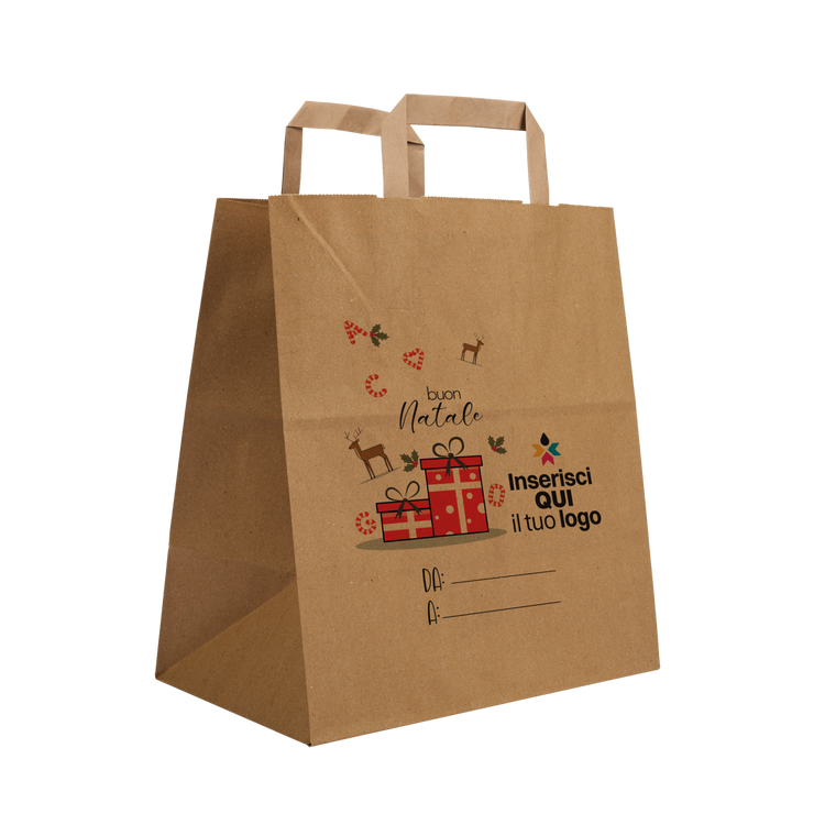 Shopper in carta Basic Take away avana Natale- Printcentral - - -