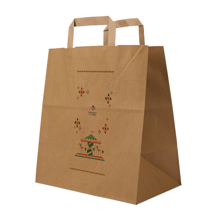 Shopper in carta Basic Take away avana Natale- Printcentral - - -
