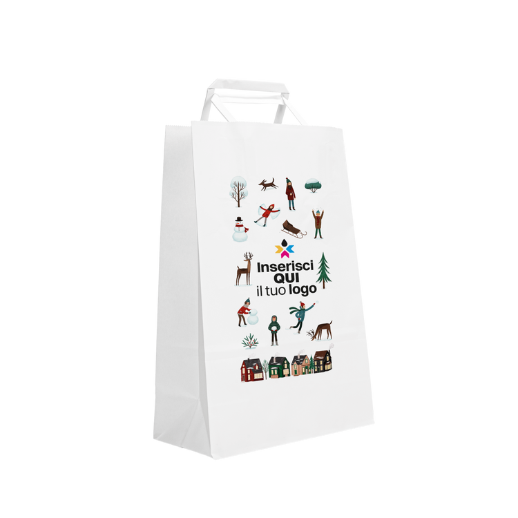 Shopper in carta Basic bianco Natale- Printcentral - - -