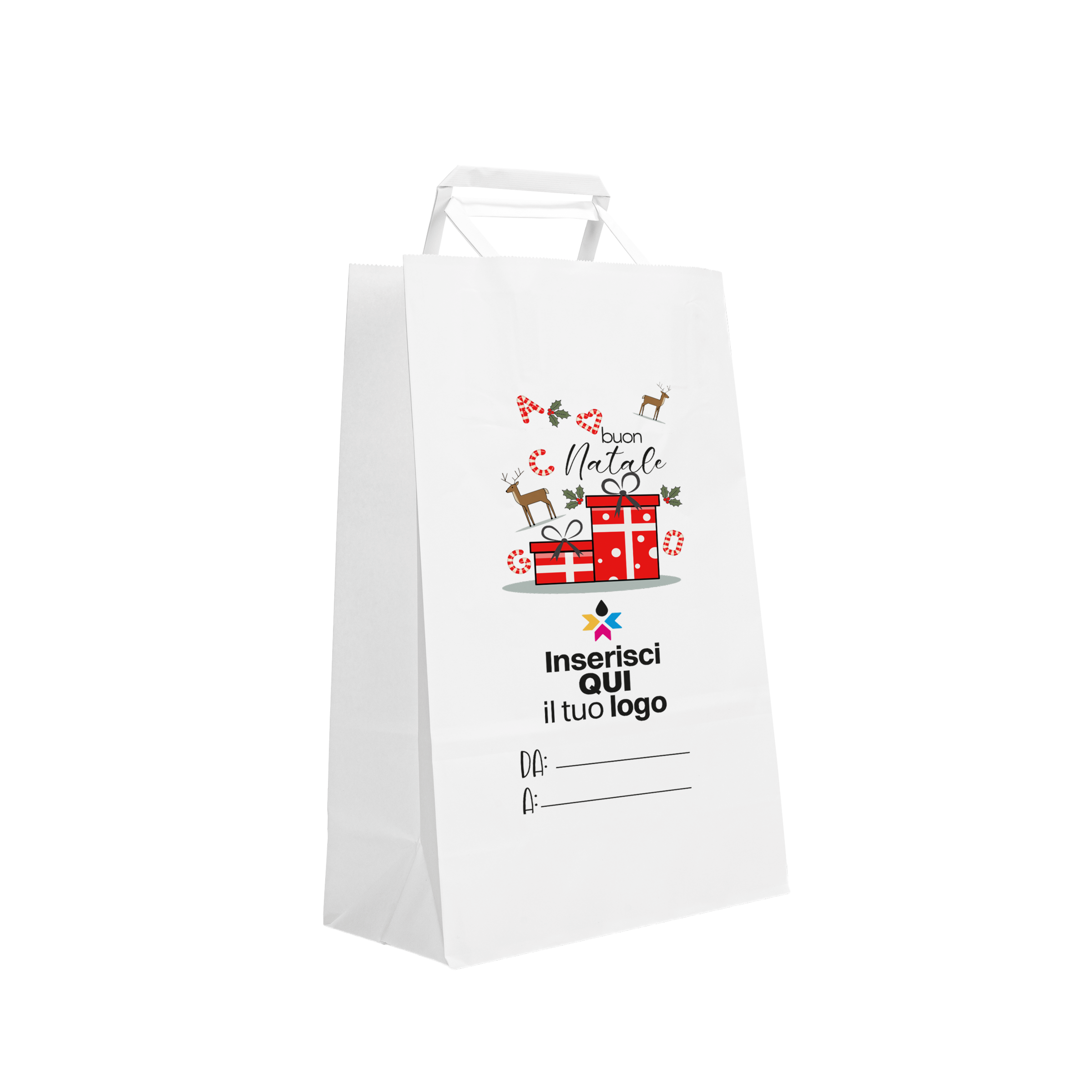 Shopper in carta Basic bianco Natale- Printcentral - - -