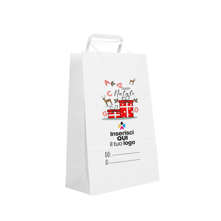 Shopper in carta Basic bianco Natale- Printcentral - - -