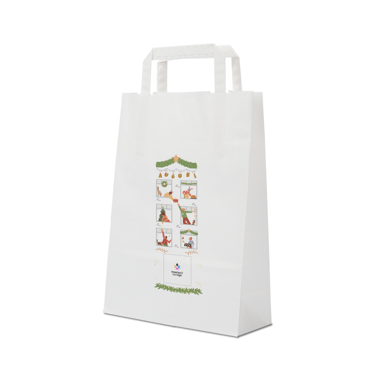 Shopper in carta Basic bianco Natale- Printcentral - - -