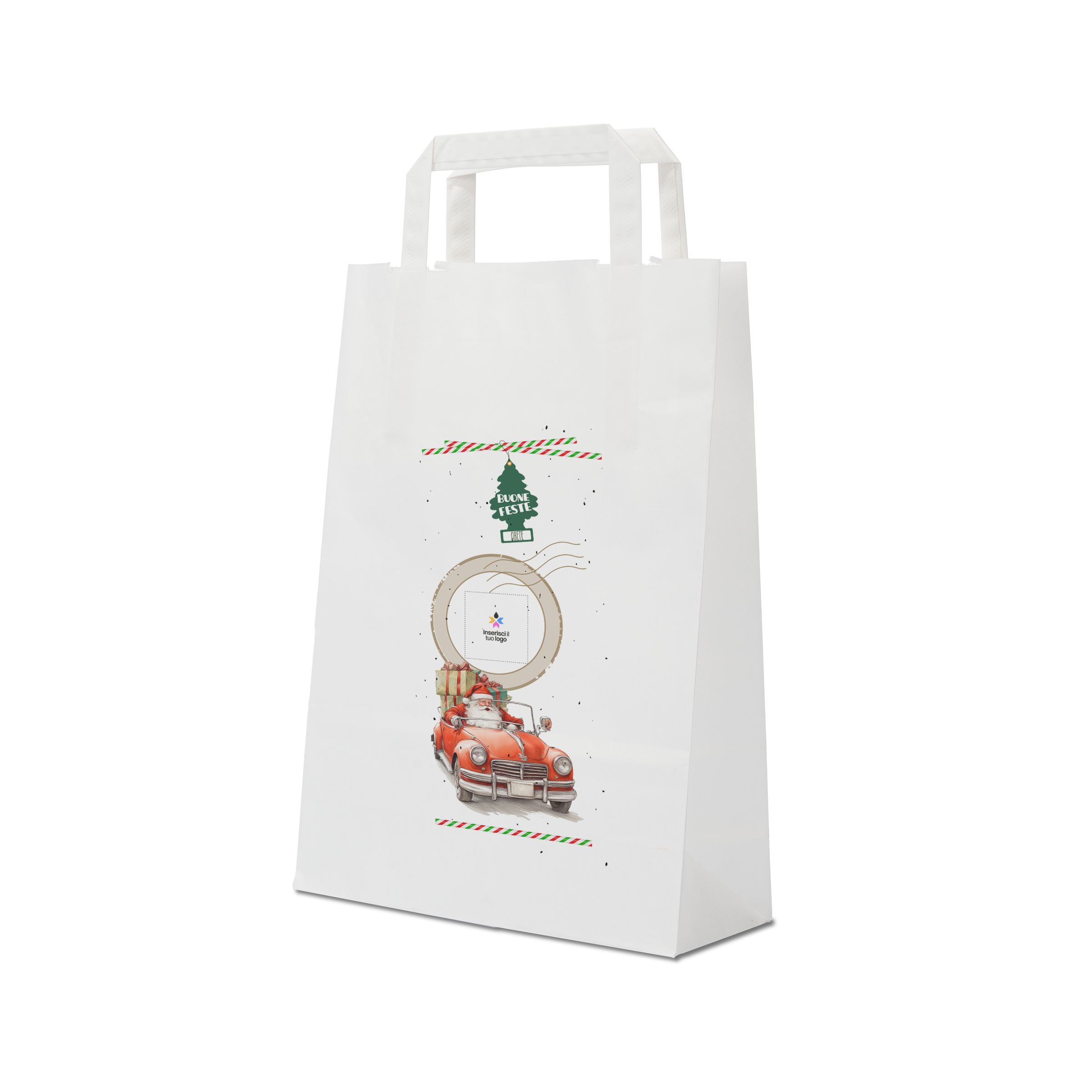 Shopper in carta Basic bianco Natale- Printcentral - - -