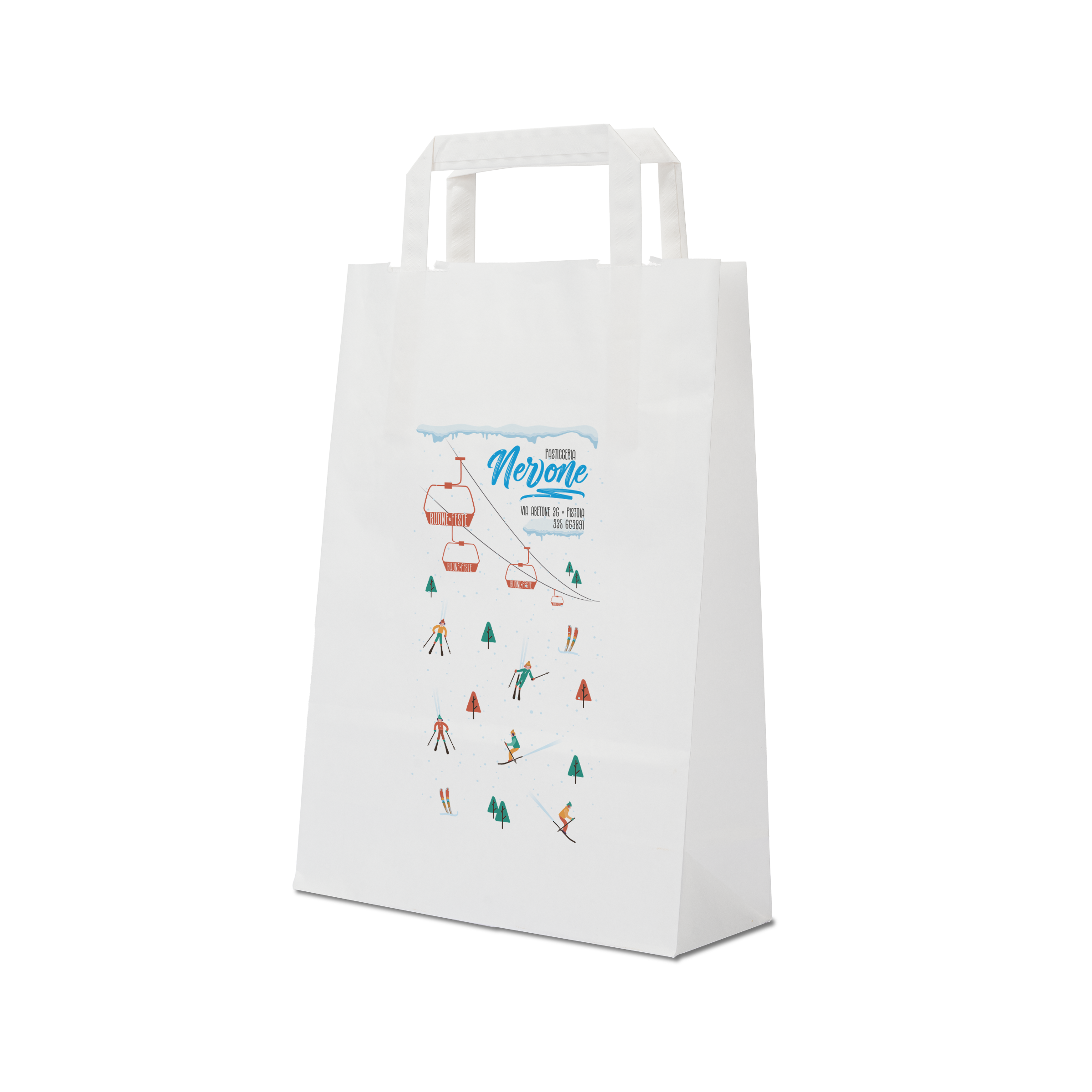 Shopper in carta Basic bianco Natale
