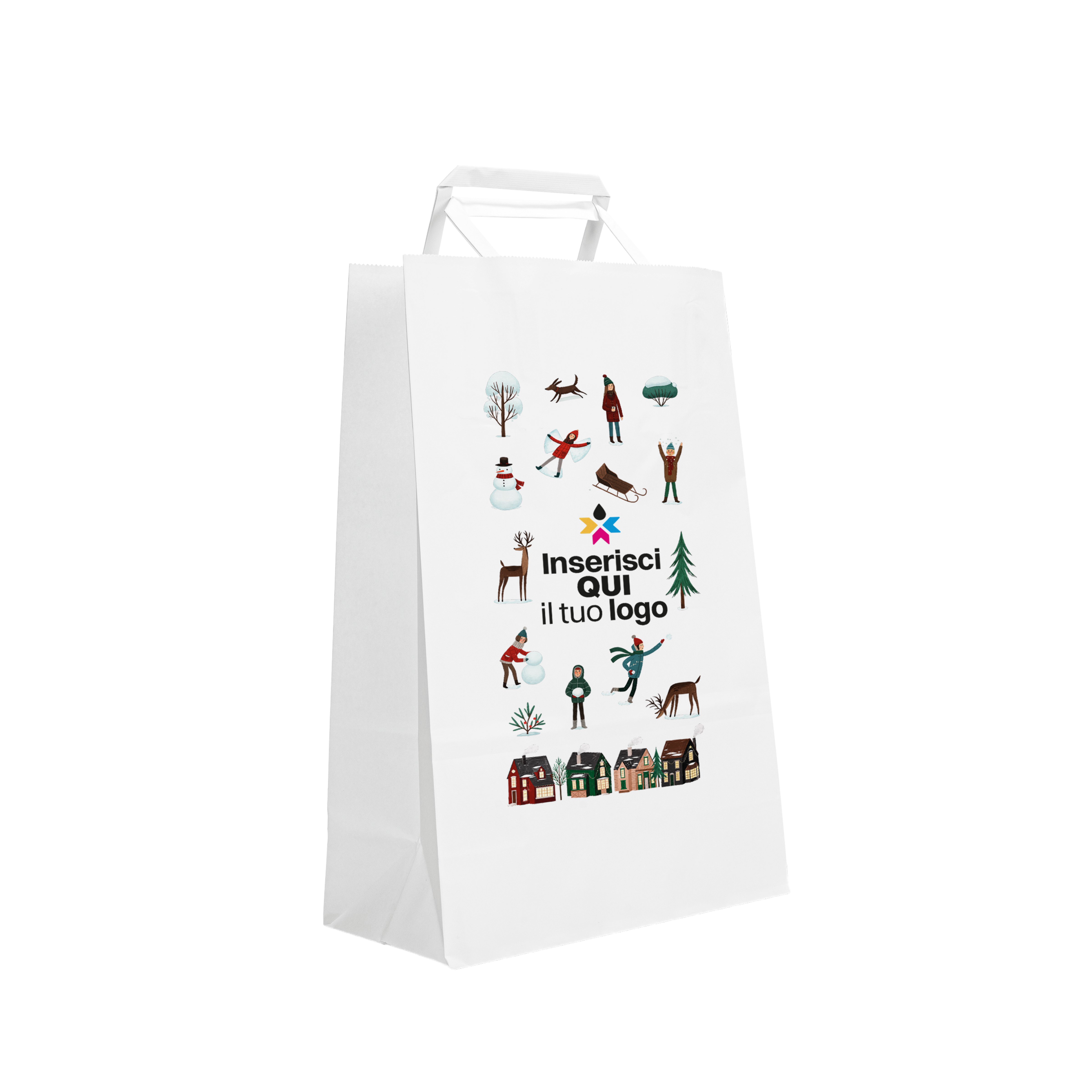 Shopper in carta Basic bianco Natale- Printcentral - - -