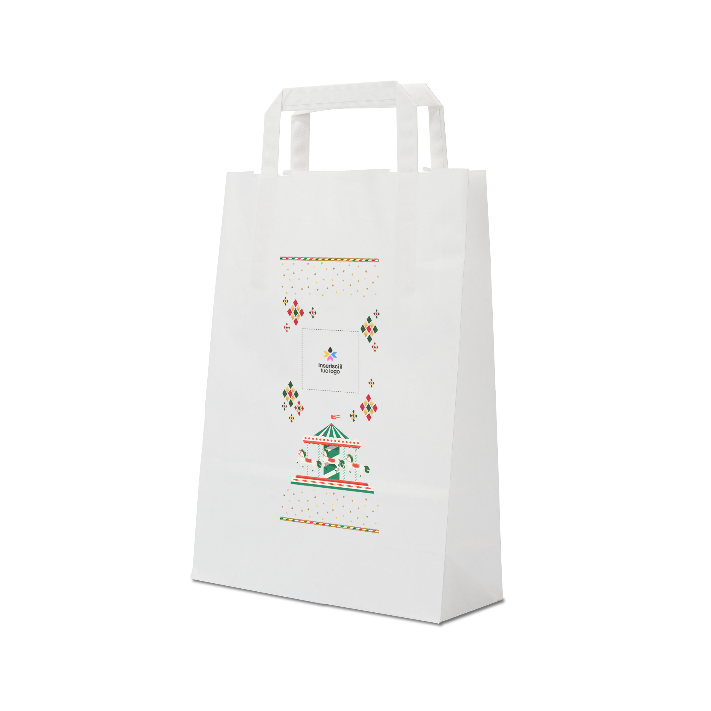 Shopper in carta Basic bianco Natale- Printcentral - - -