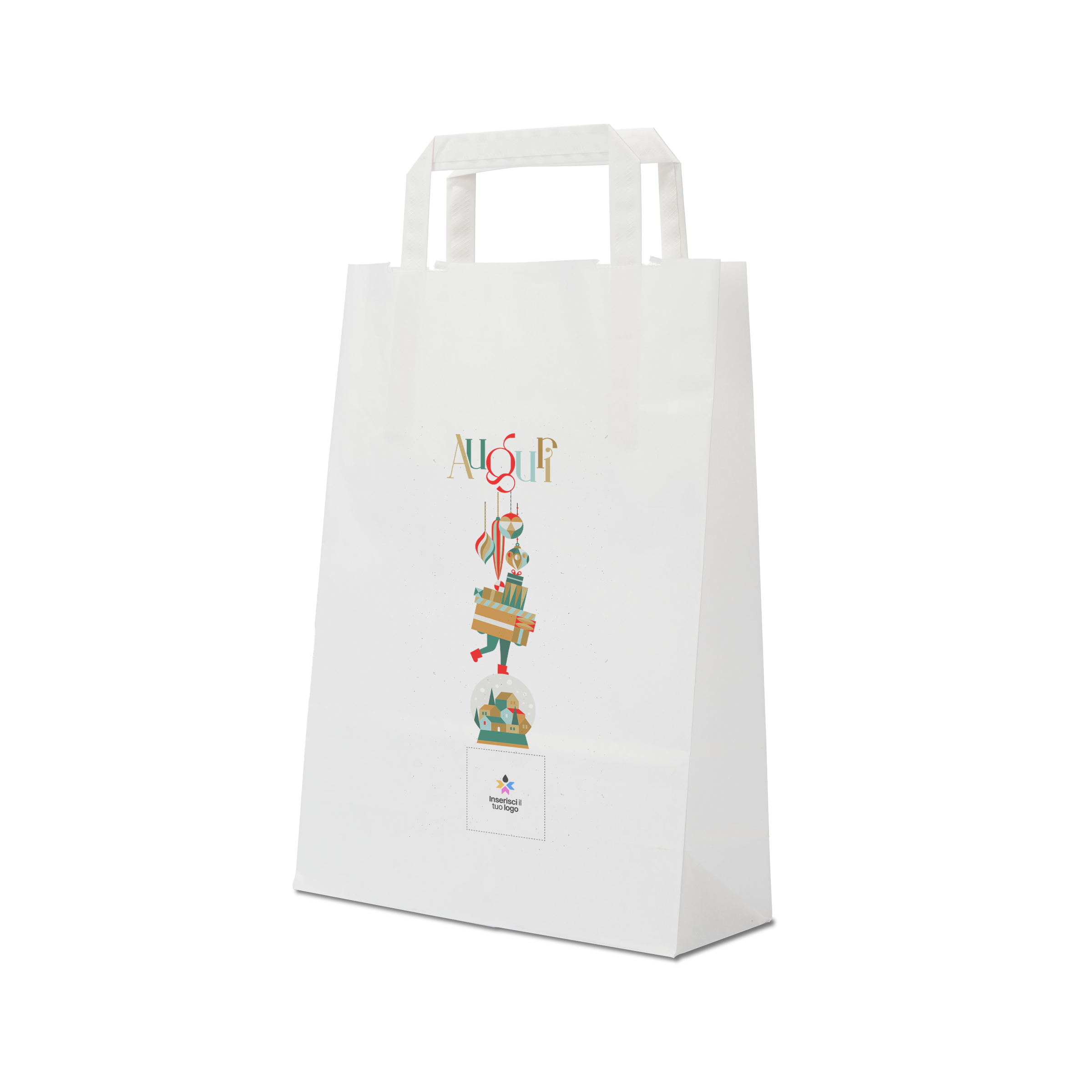 Shopper in carta Basic bianco Natale- Printcentral - - -