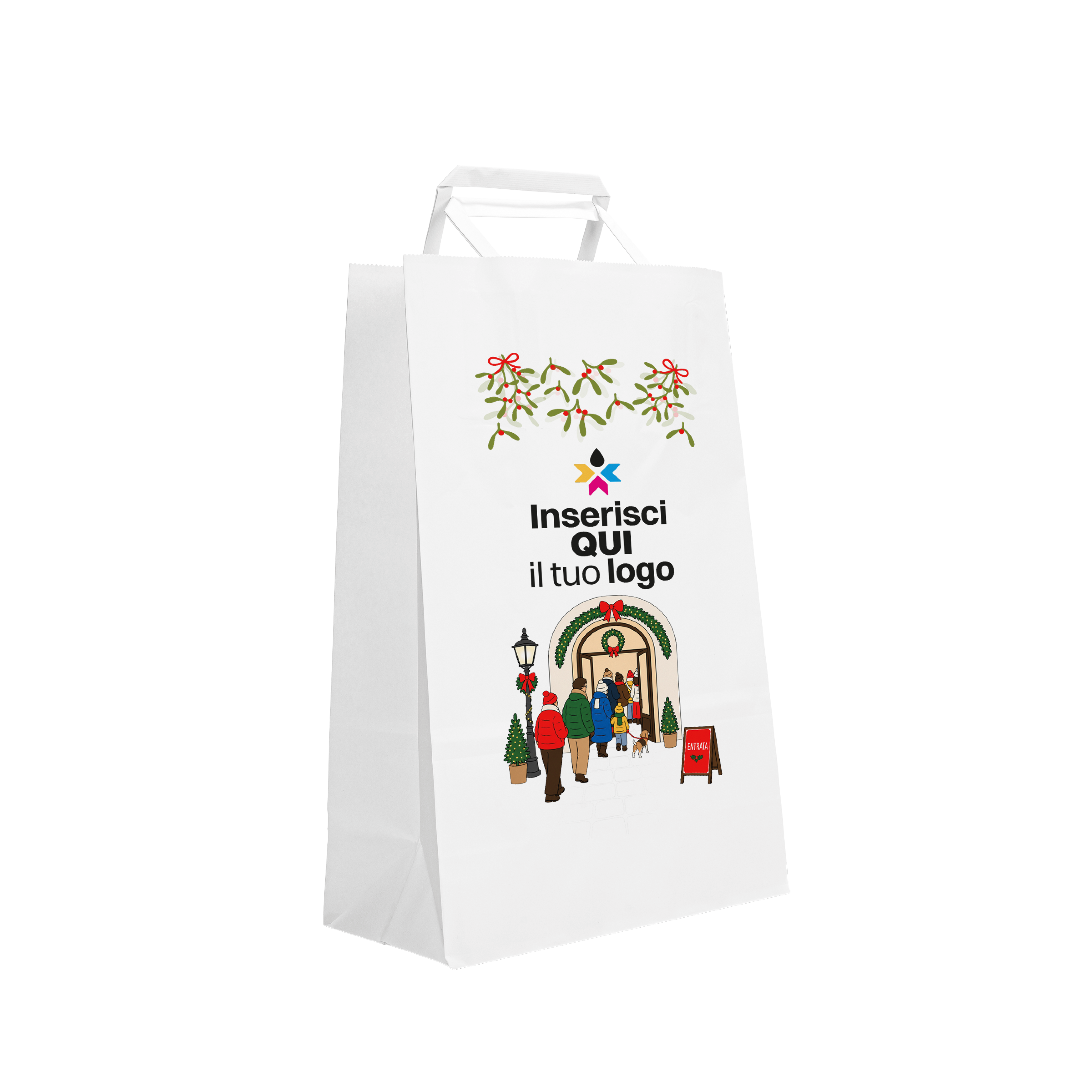 Shopper in carta Basic bianco Natale- Printcentral - - -