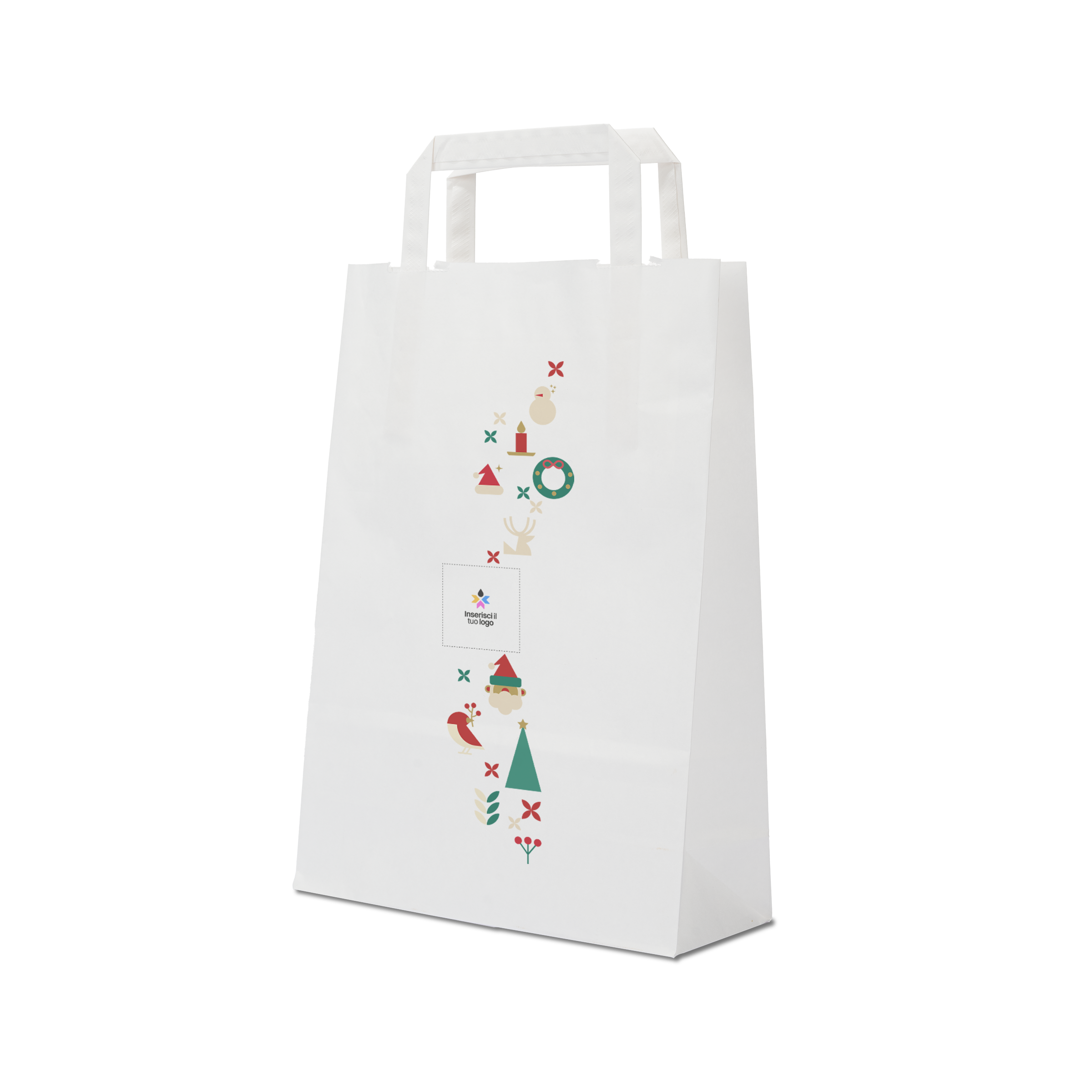 Shopper in carta Basic bianco Natale- Printcentral - - -