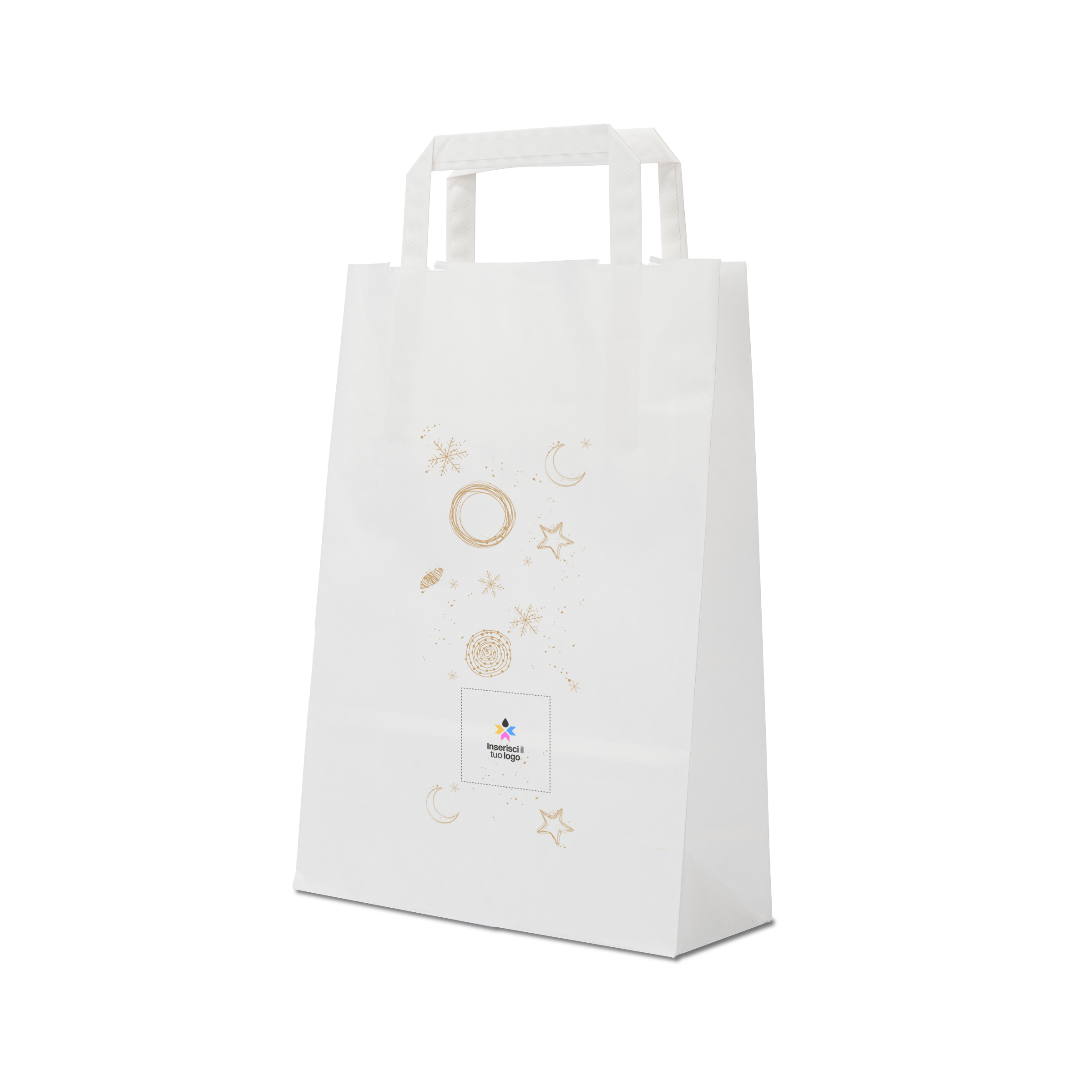 Shopper in carta Basic bianco Natale- Printcentral - - -