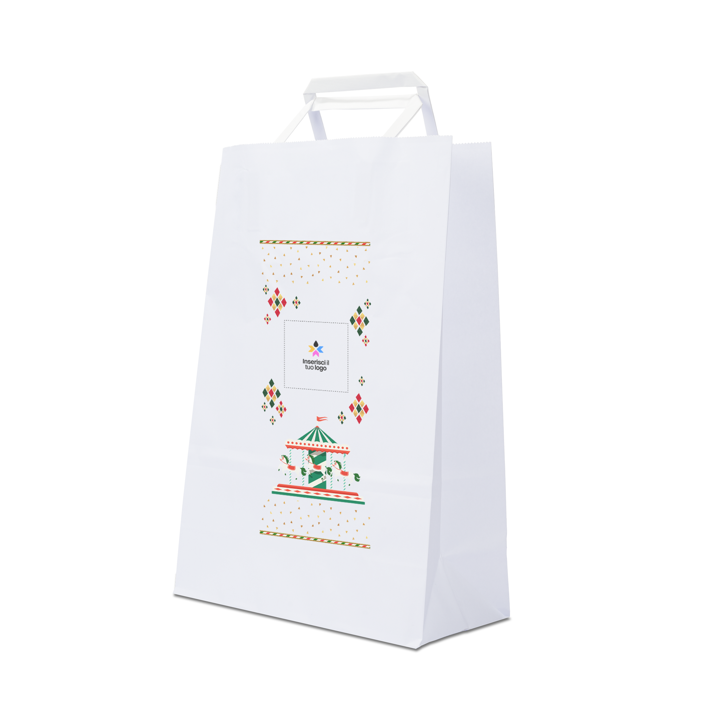 Shopper in carta Basic bianco Natale- Printcentral - - -