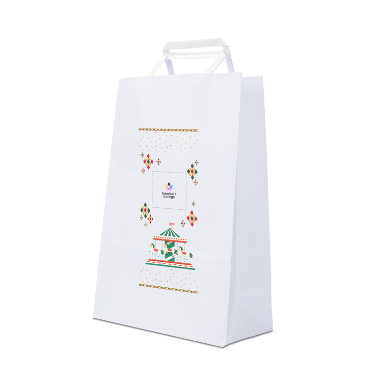 Shopper in carta Basic bianco Natale- Printcentral - - -