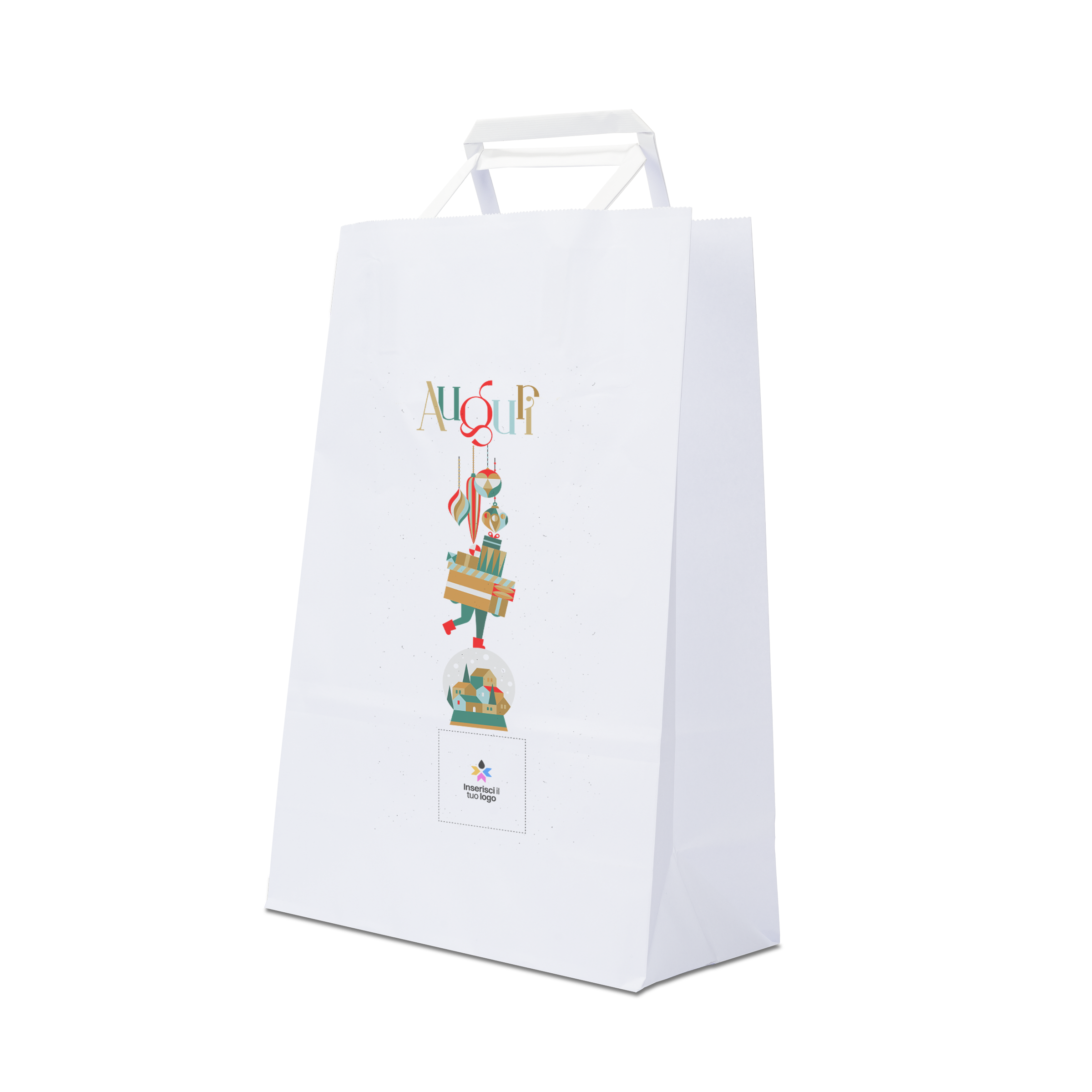 Shopper in carta Basic bianco Natale- Printcentral - - -